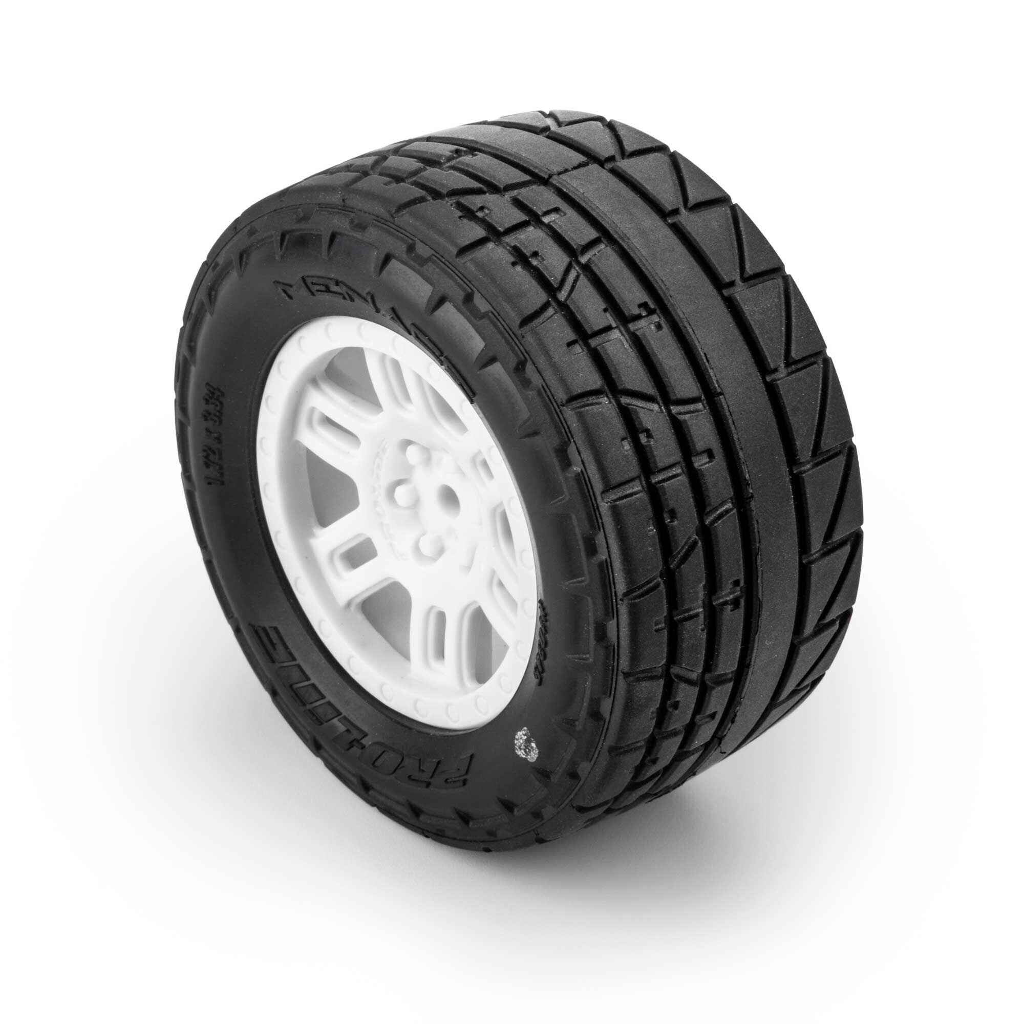 Pro-Line Racing 1:16 Menace Front/Rear Street Tires Mounted 12mm White Split Six (2): ARRMA MINI KRATON-PRO1034513