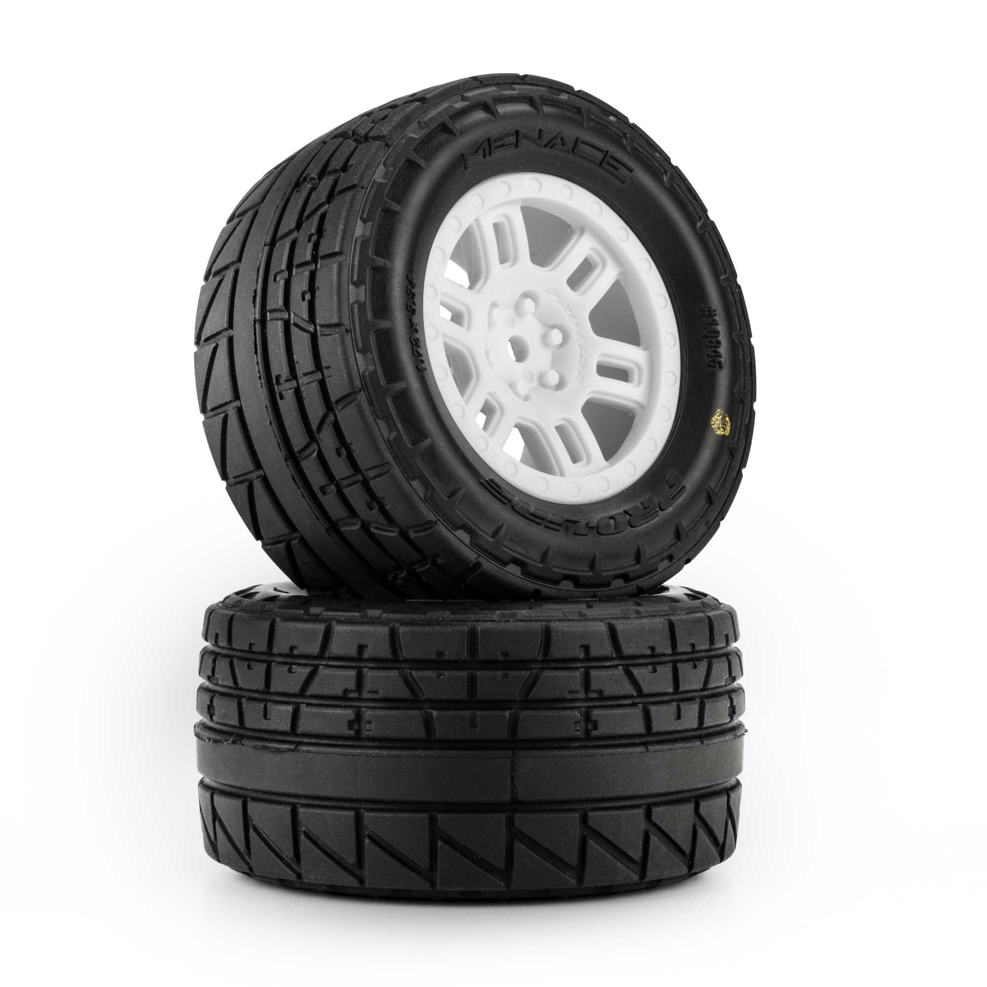 Pro-Line Racing 1:16 Menace Front/Rear Street Tires Mounted 12mm White Split Six (2): ARRMA MINI KRATON-PRO1034513