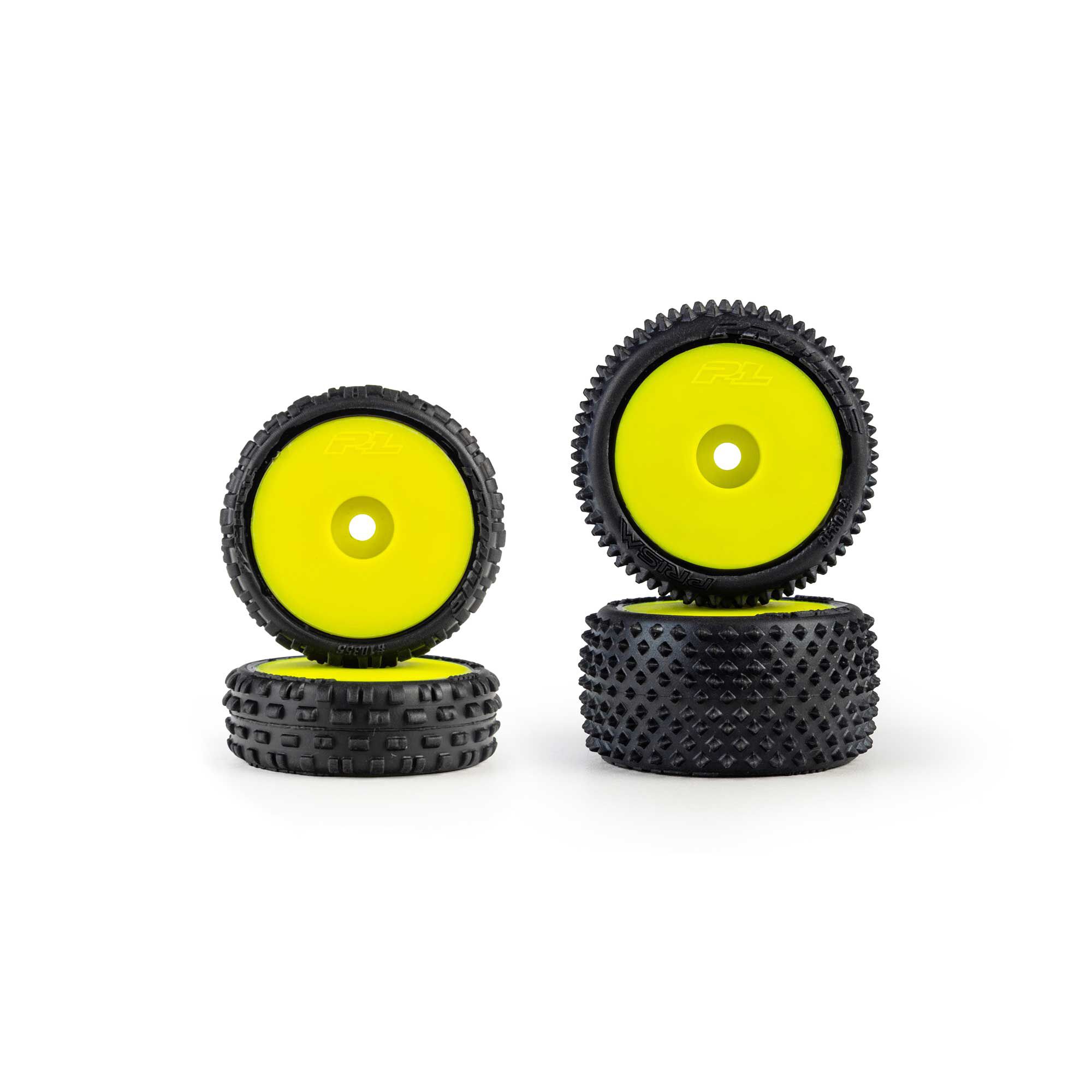 Pro-Line Racing Wedge Front & Prism Rear Carpet Tires Mounted 7mm Yellow (4): Losi Micro-B-PRO1035512