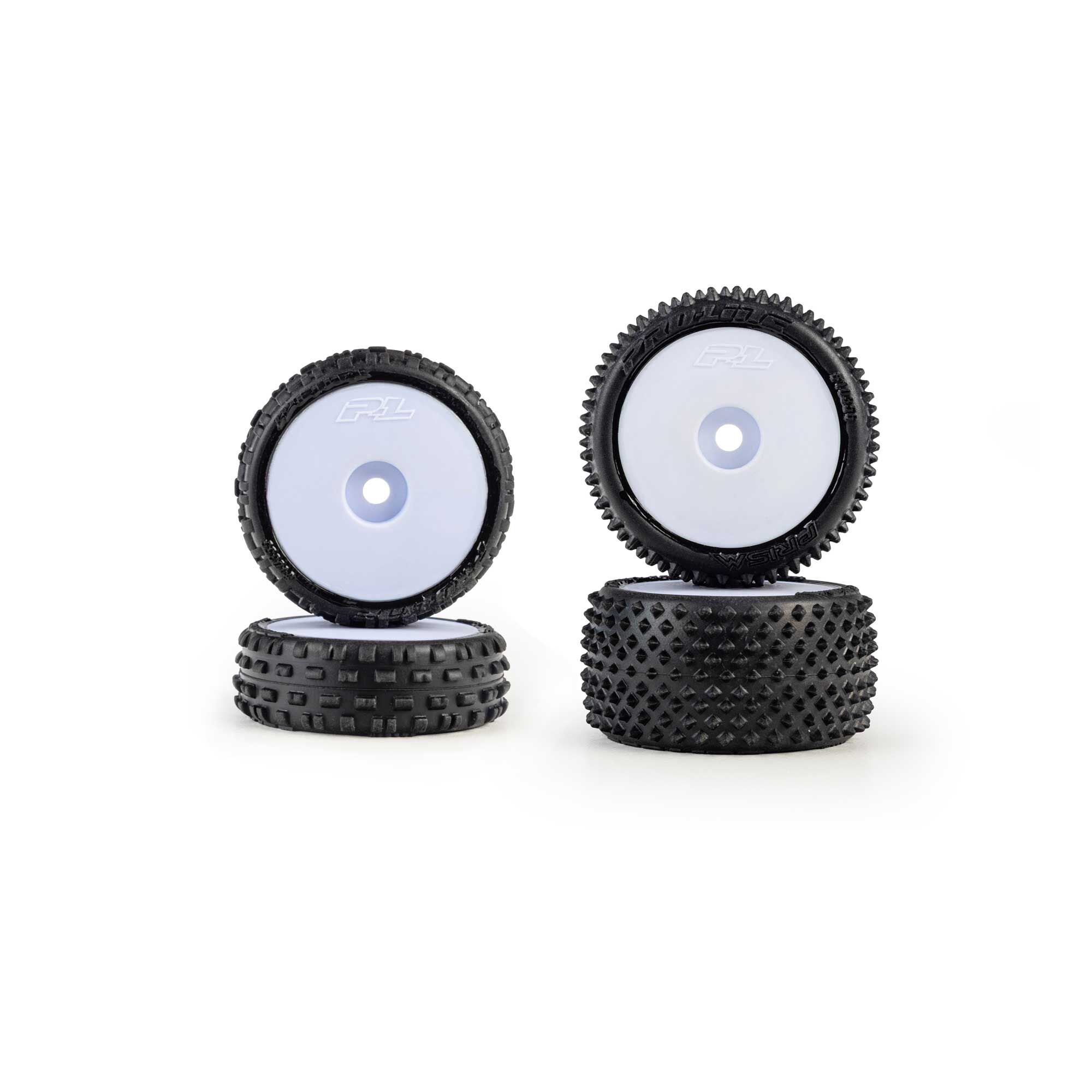 Pro-Line Racing Wedge Front & Prism Rear Carpet Tires Mounted 7mm White (4): Losi Micro-B-PRO1035513