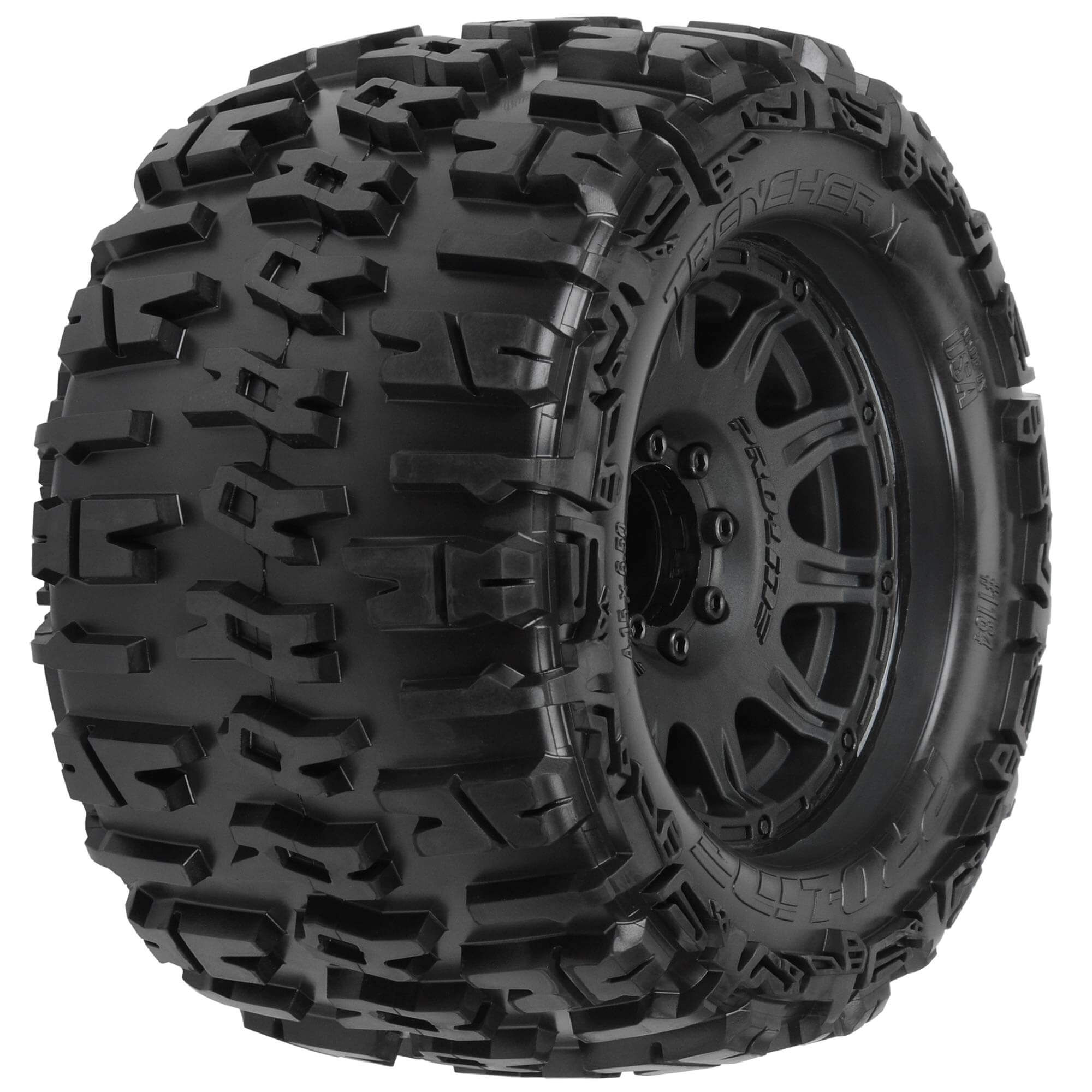 Pro-Line Racing 1:8 Trencher X F/R 3.8" MT Tires Mounted 17mm Black Raid (2)-PRO118410