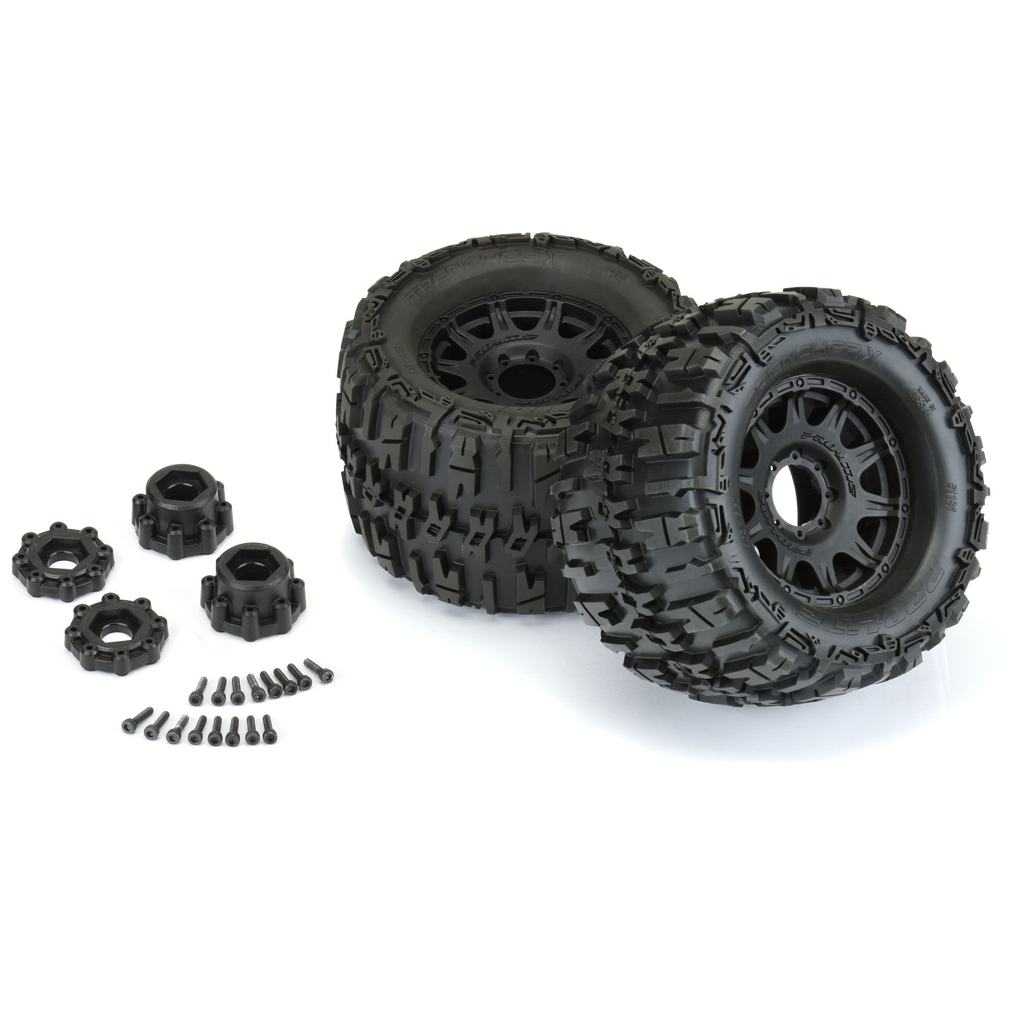 Pro-Line Racing 1:8 Trencher X F/R 3.8" MT Tires Mounted 17mm Black Raid (2)-PRO118410