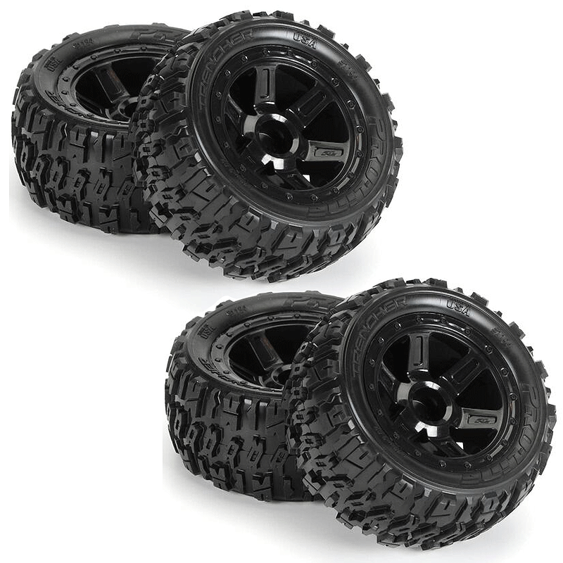 Pro-Line Racing 1/16 Trencher M2 Fr/Rr 2.2" Tires Mounted 12mm Blk Desperado (2)-PRO119411