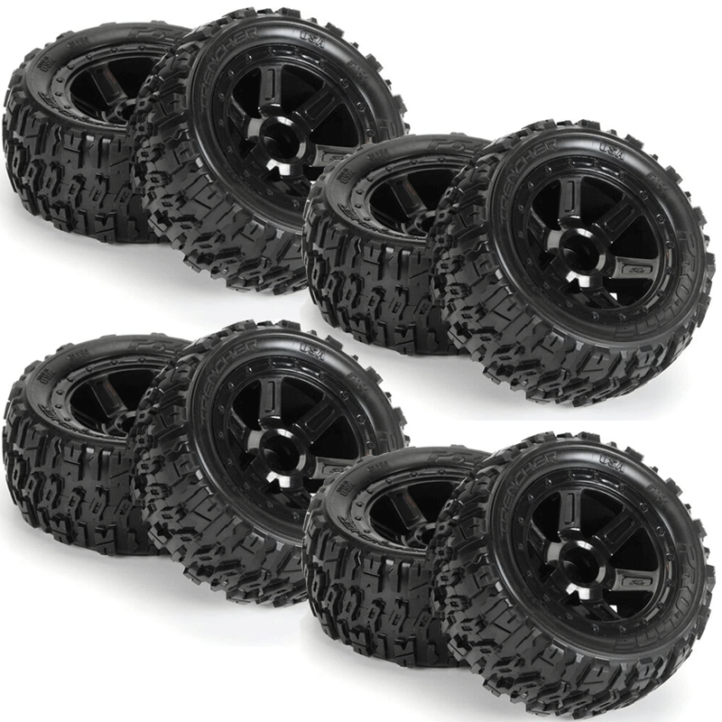 Pro-Line Racing 1/16 Trencher M2 Fr/Rr 2.2" Tires Mounted 12mm Blk Desperado (2)-PRO119411