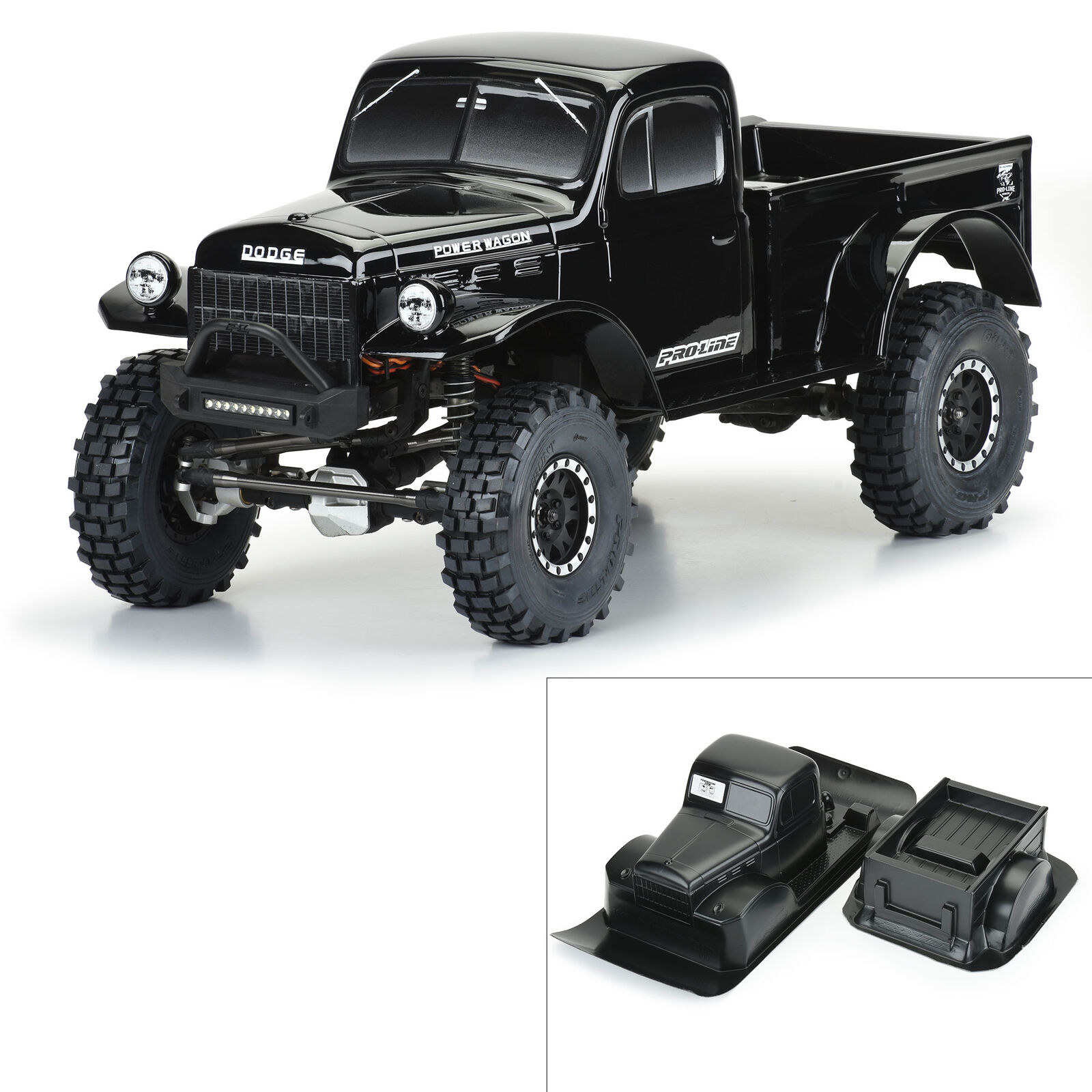 Pro-Line Racing 1/10 1946 Dodge Power Wagon Black Body 12.3" (313mm) WB Crawlers-PRO349918