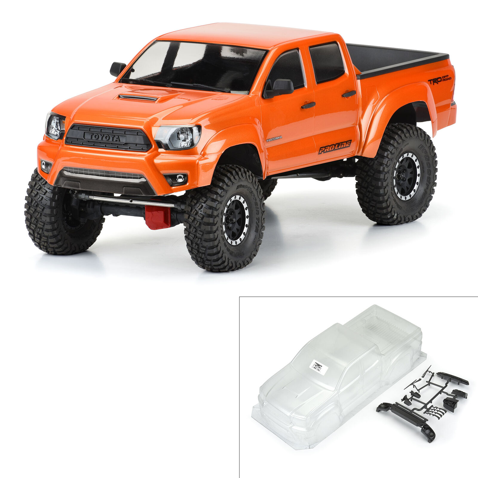 Pro-Line Racing 1/10 2015 Toyota Tacoma TRD Pro Clear Body 12.3" (313mm) Wheelbase: Crawlers-PRO356800