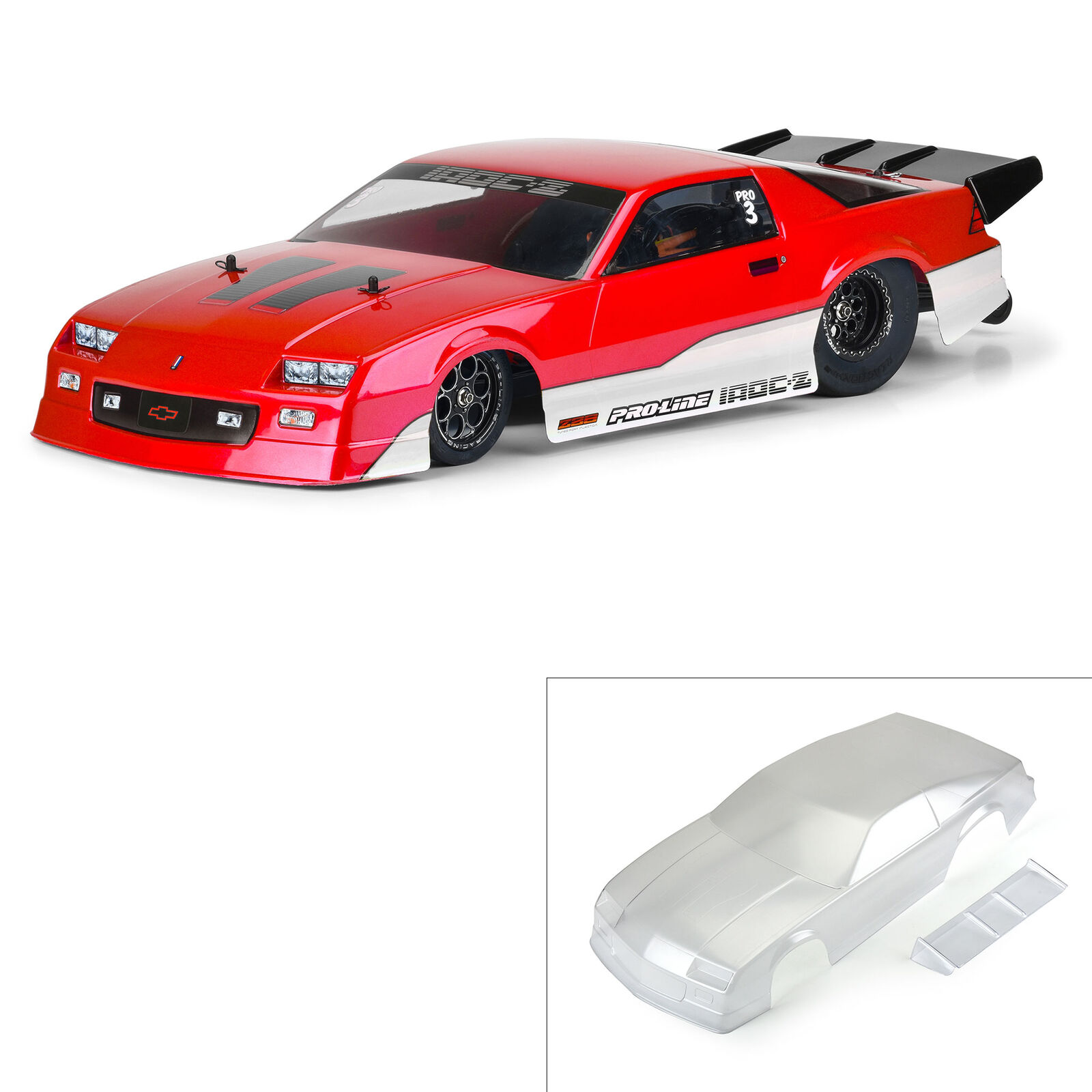 Pro-Line Racing 1/10 Pre-Cut 1985 Chevy Camaro IROC-Z Clear Body: 22S Drag Car-PRO360217