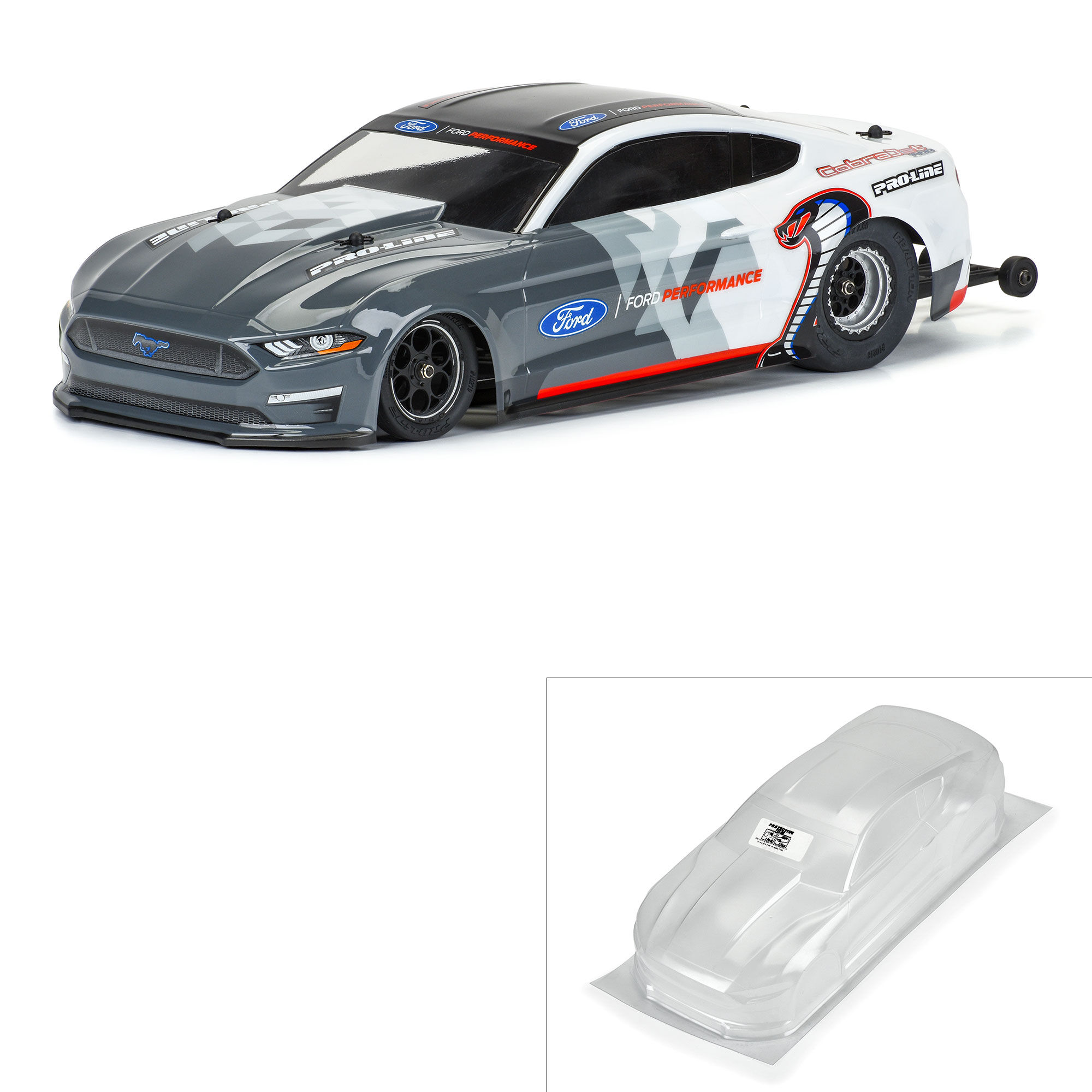 Pro-Line Racing 1:16 2021 Ford Mustang Cobra Jet Clear Body: Losi Mini Drag Car-PRO360500