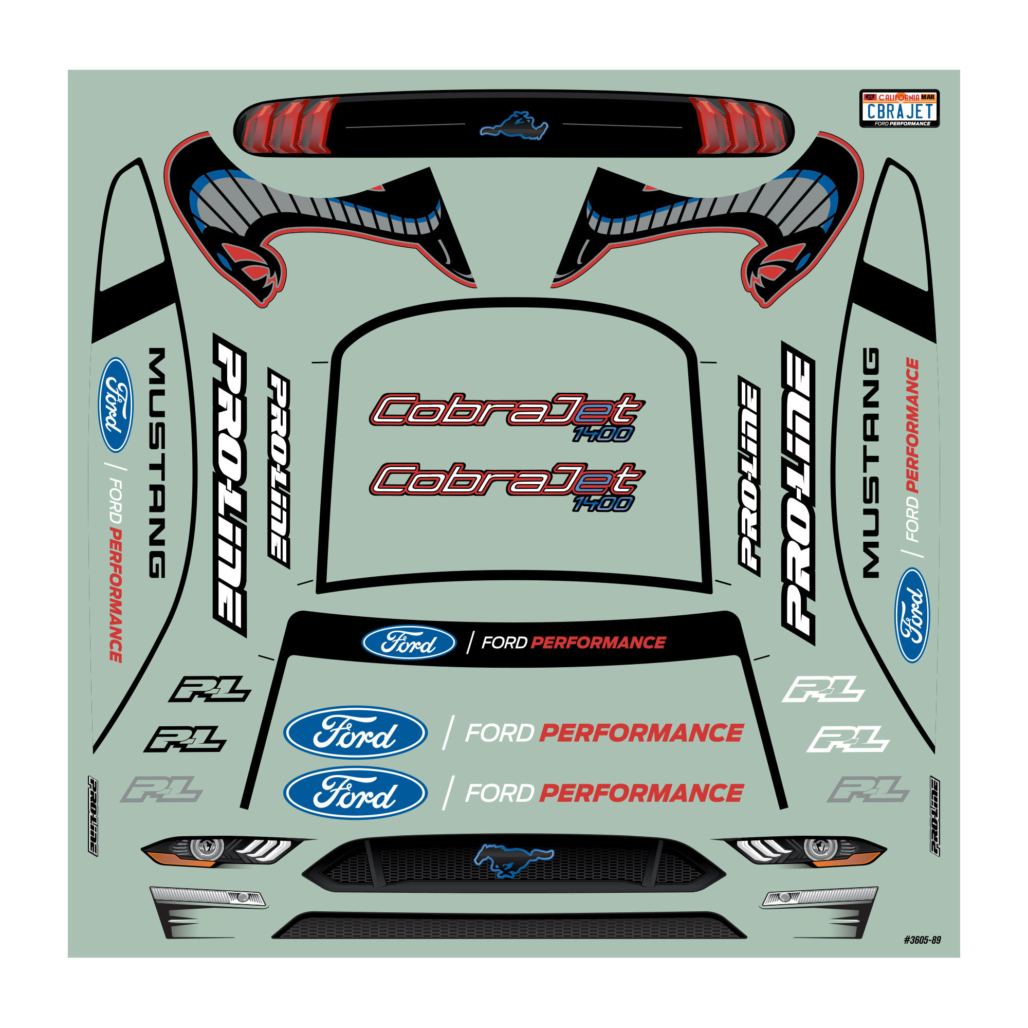 Pro-Line Racing 1:16 2021 Ford Mustang Cobra Jet Clear Body: Losi Mini Drag Car-PRO360500