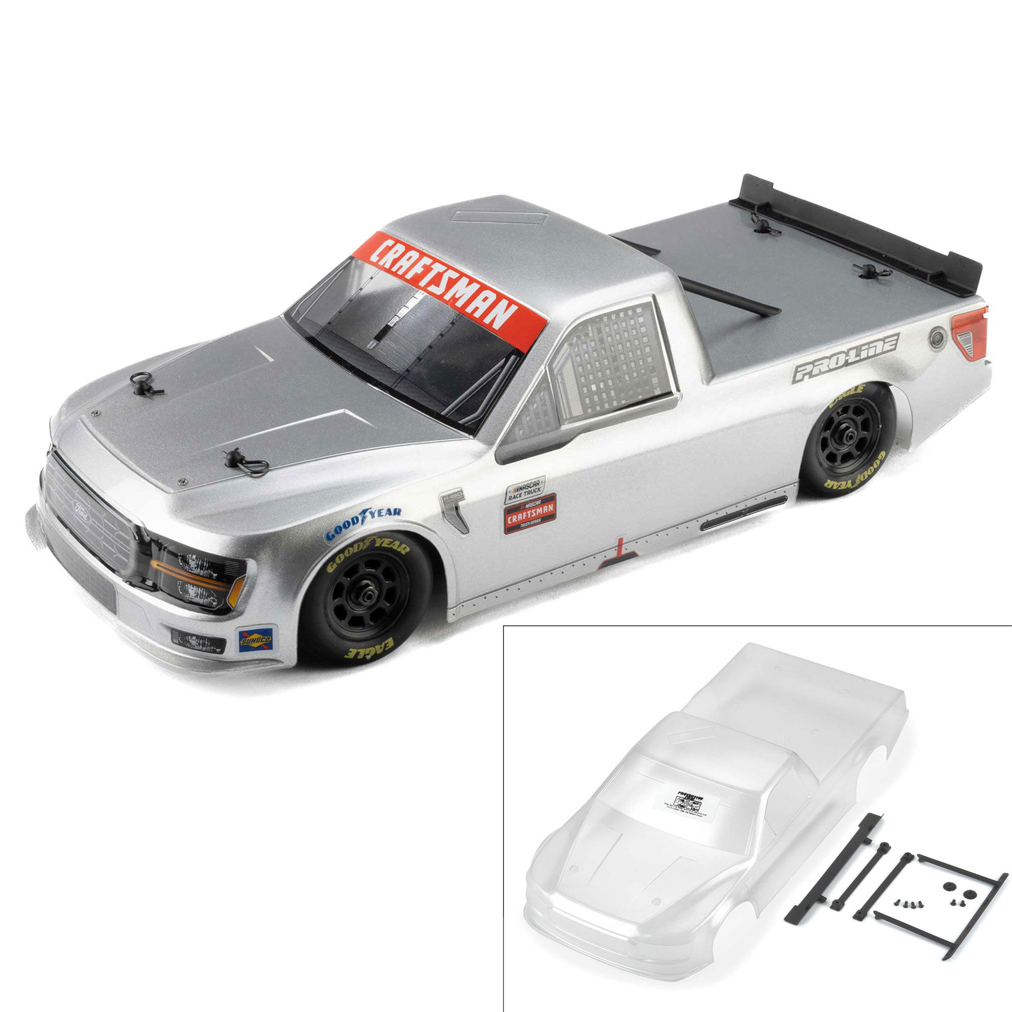Pro-Line Racing 1:12 Pre-Cut 2024 Ford F-150 Truck Clear Body: Losi NASCAR-PRO365400