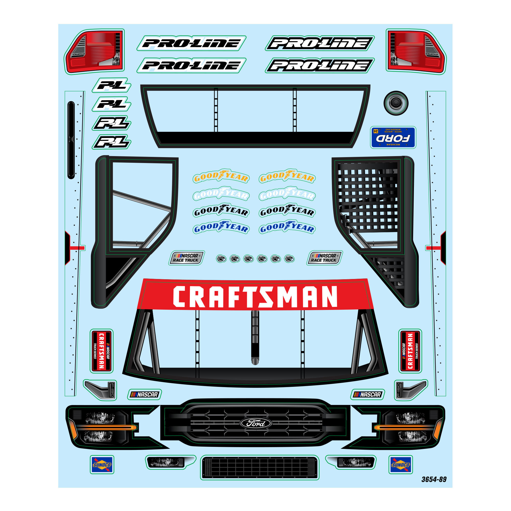 Pro-Line Racing 1:12 Pre-Cut 2024 Ford F-150 Truck Clear Body: Losi NASCAR-PRO365400