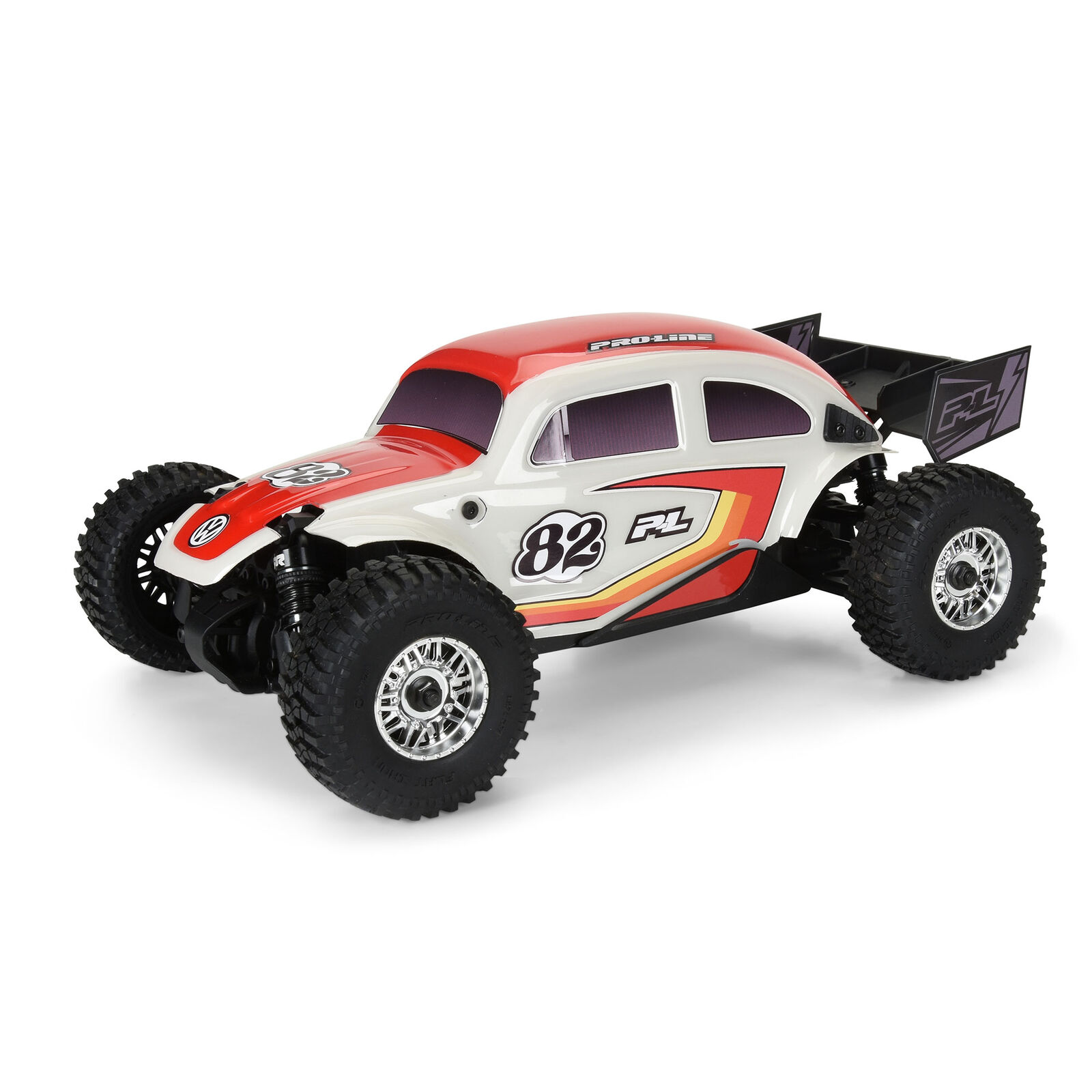 Pro-Line Racing Class 1 VW Bug Multiple Colors Race Body Conversion Kit and Flat Iron M/T Tires Mounted 12mm Chrome Diablo (4) for ARRMA TYPHON GROM-PRO368000T1