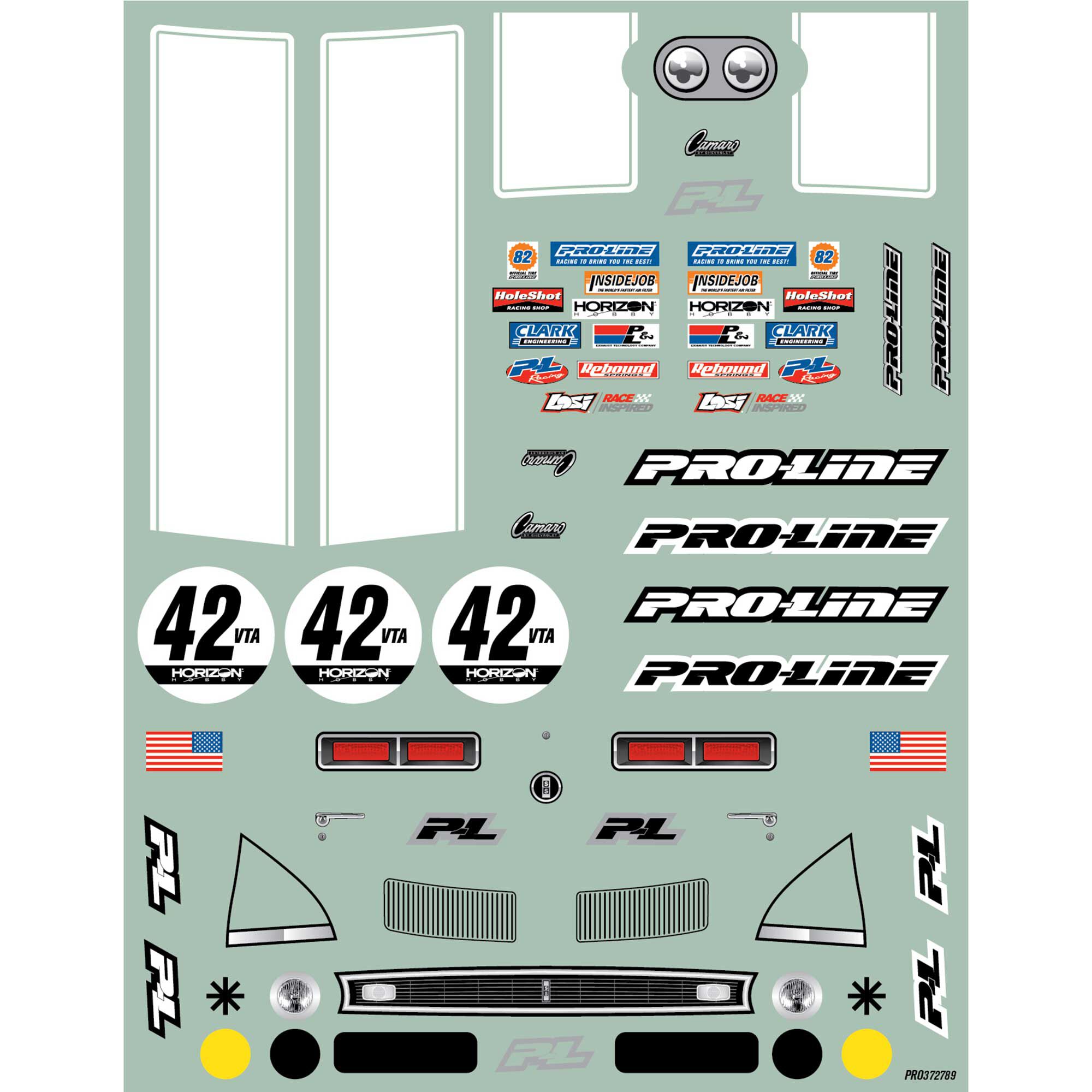 Pro-Line Racing 1:12 Pre-Cut 1968 Chevy Camaro Clear VTA Body: Losi NASCAR® Race Car-PRO372717