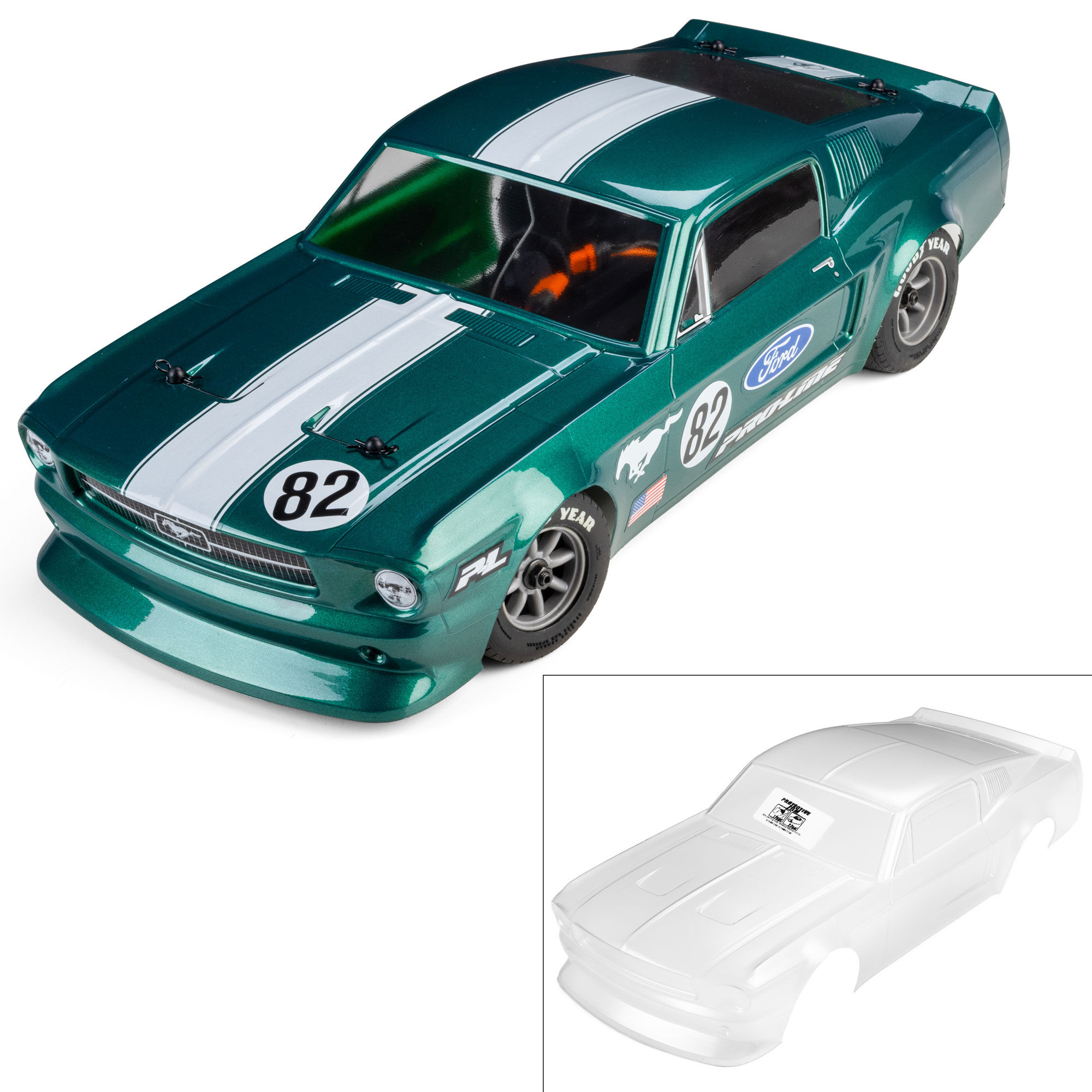 Pro-Line Racing 1:12 Pre-Cut 1968 Ford Mustang Clear VTA Body: Losi NASCAR® Race Car-PRO372817