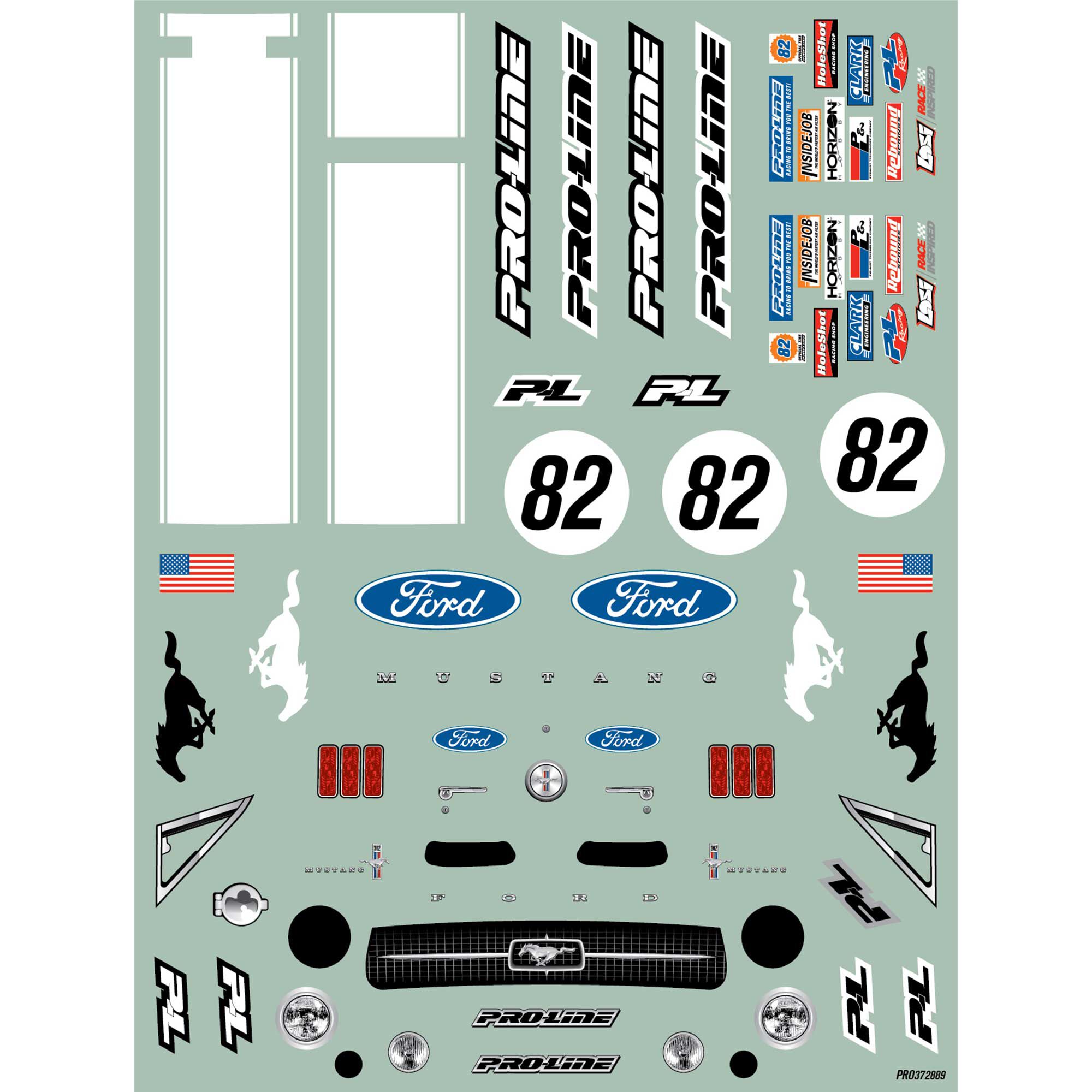 Pro-Line Racing 1:12 Pre-Cut 1968 Ford Mustang Clear VTA Body: Losi NASCAR® Race Car-PRO372817