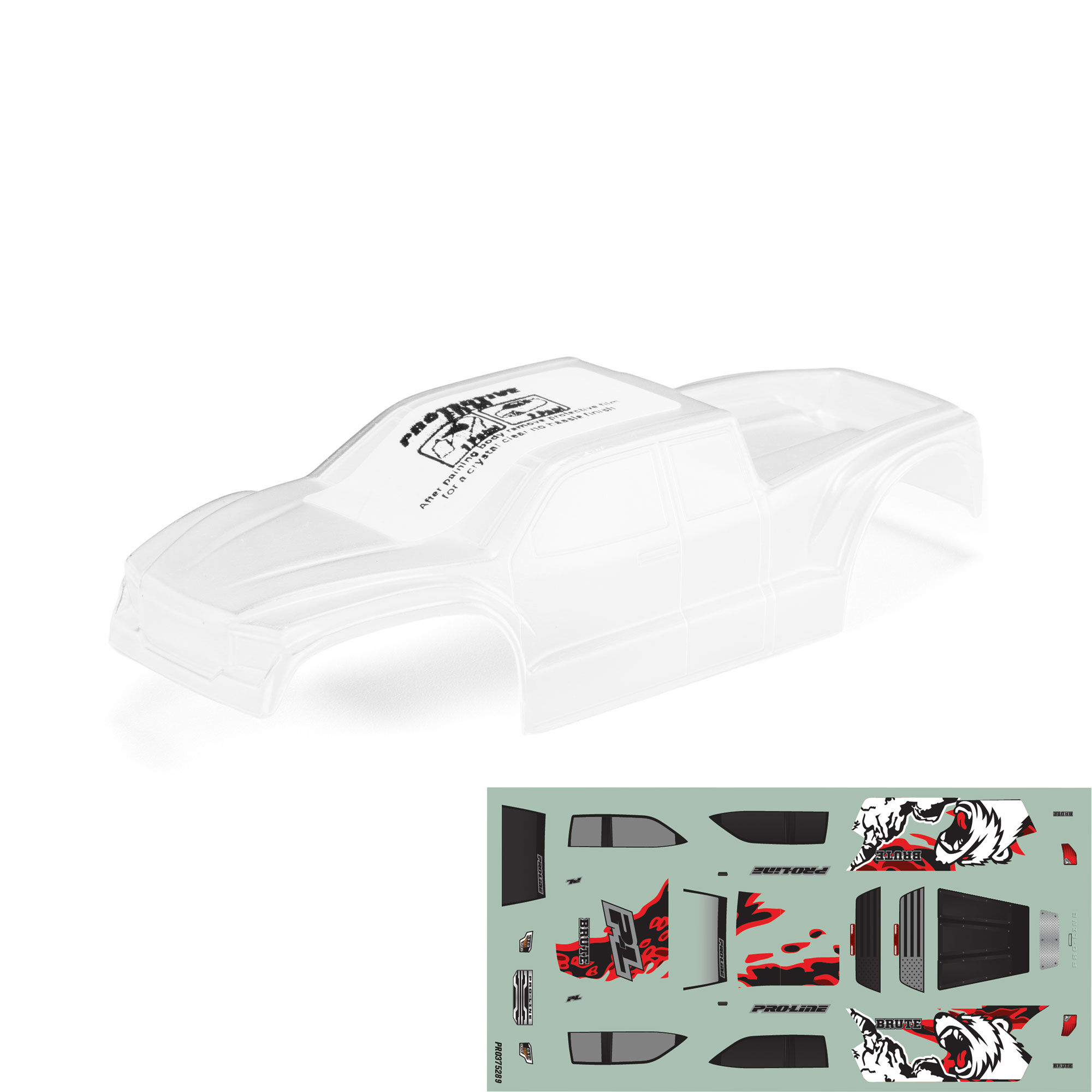 Pro-Line Racing 1:30 Pre-Cut Brute Body, Clear: Axial SCX30-PRO375217
