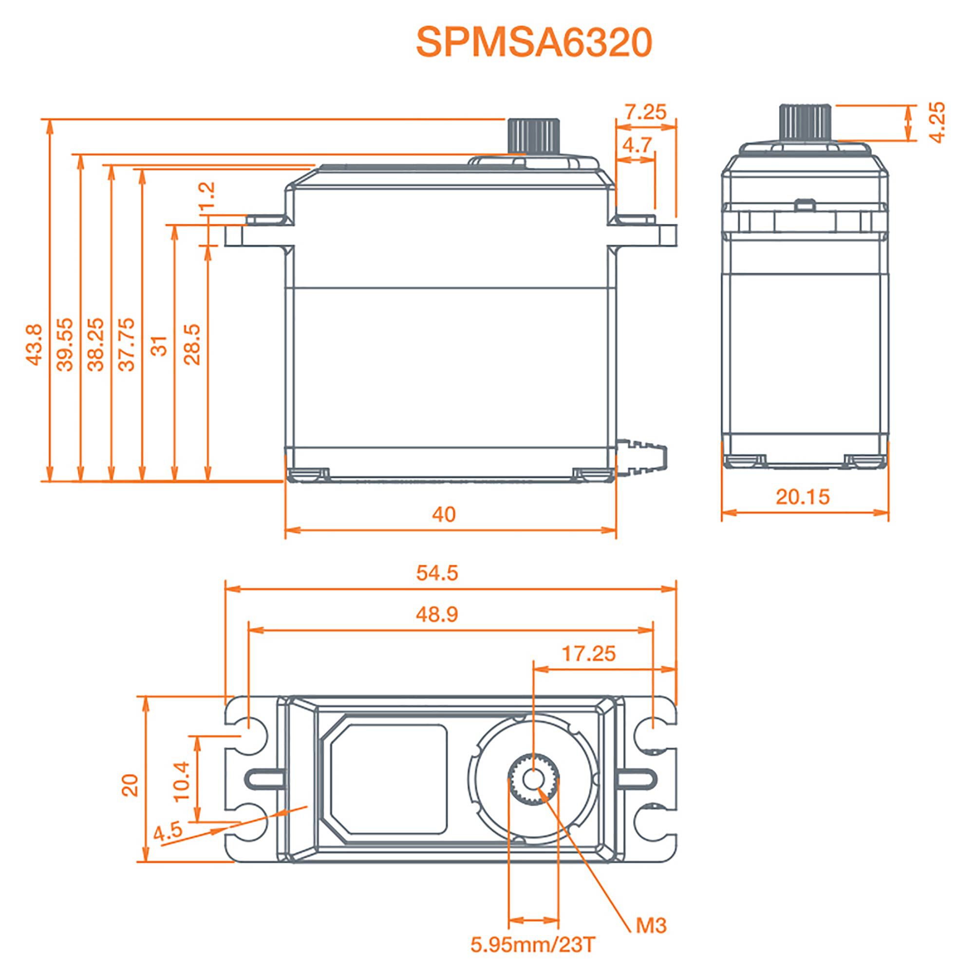 Spektrum A6320 Standard Digital HV Brushless Mid Torque Metal Gear Aircraft Servo-SPMSA6320