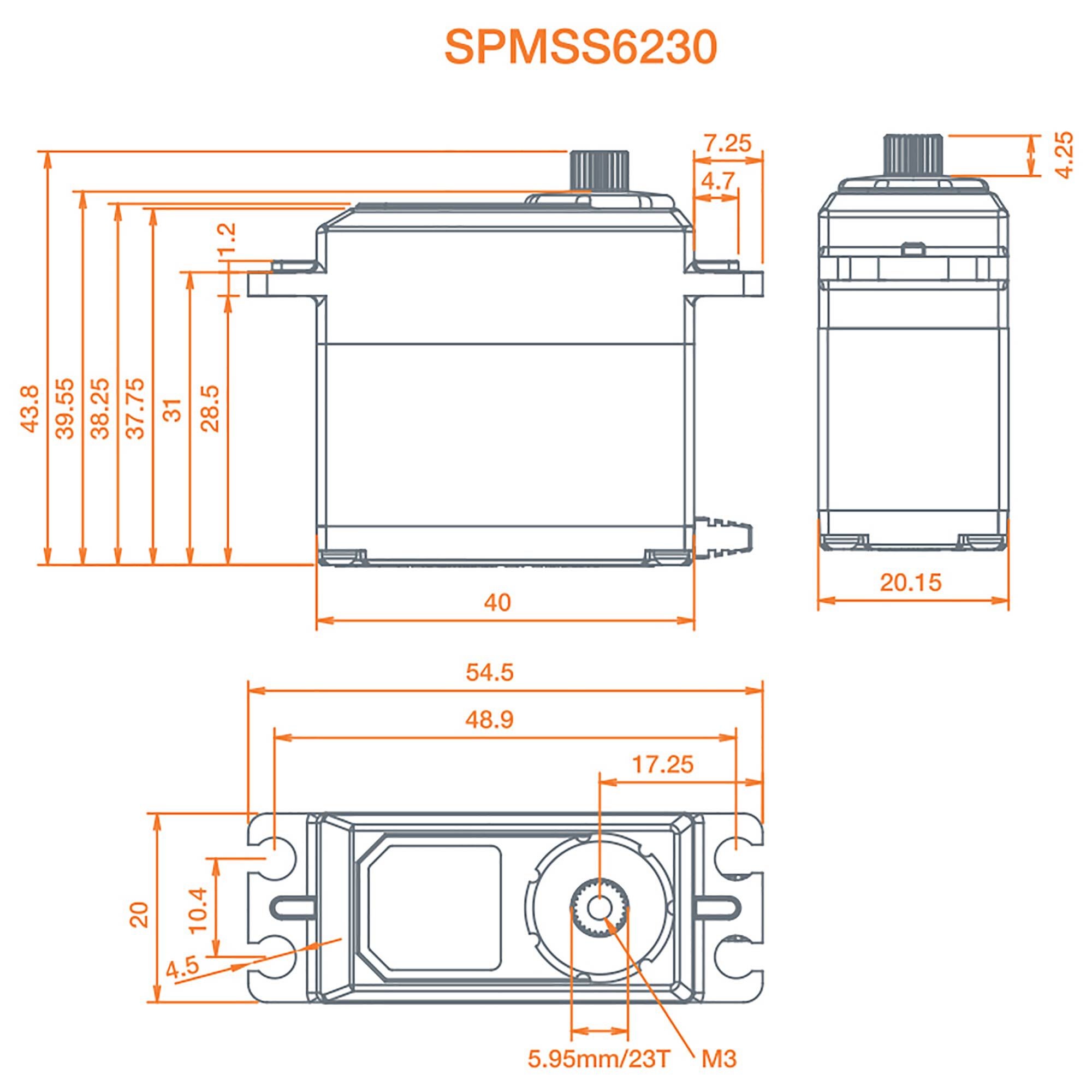Spektrum S6230 Standard Digital High Torque Metal Gear Surface Servo-SPMSS6230