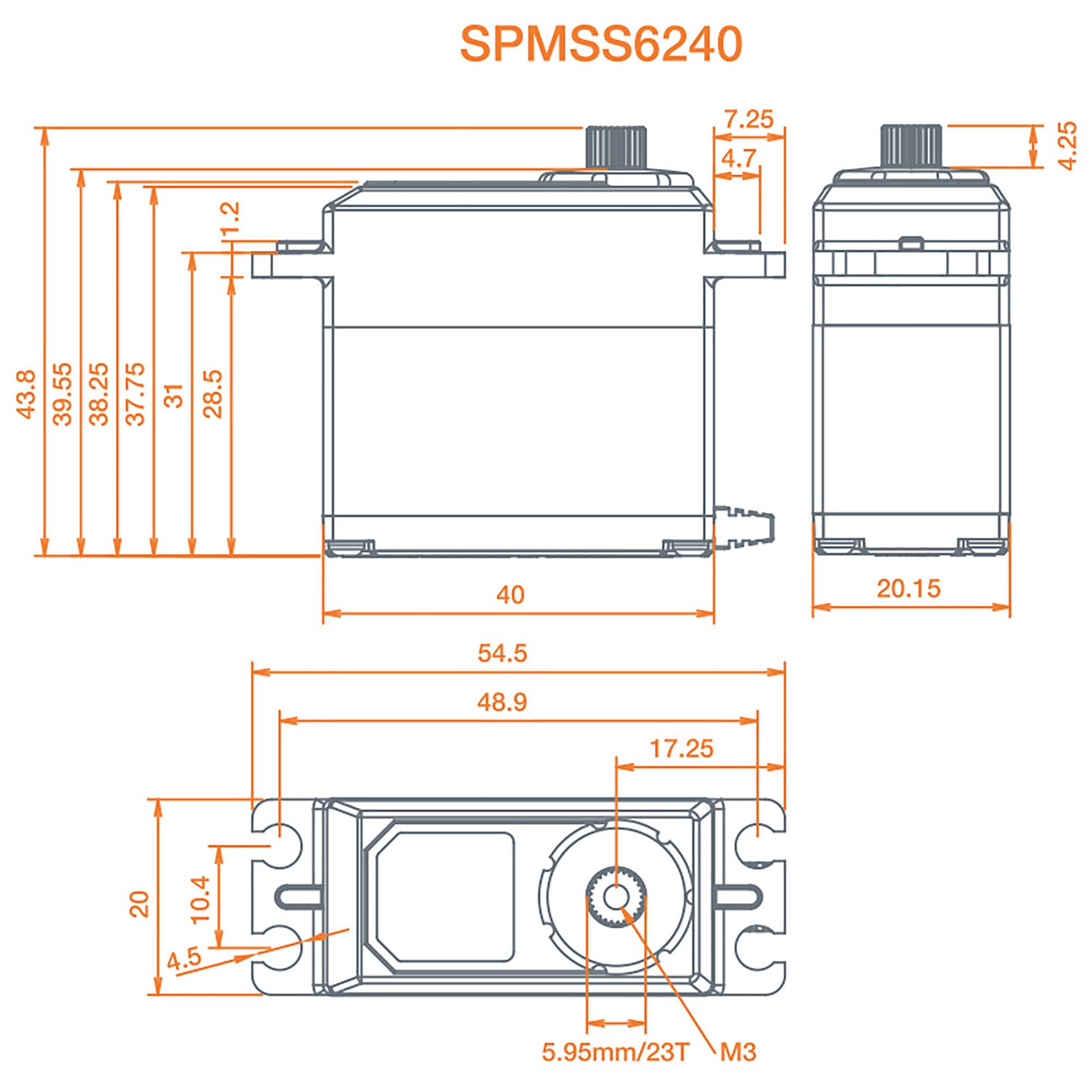 Spektrum S6240 Standard Digital High Speed Waterproof Metal Gear Surface Servo-SPMSS6240