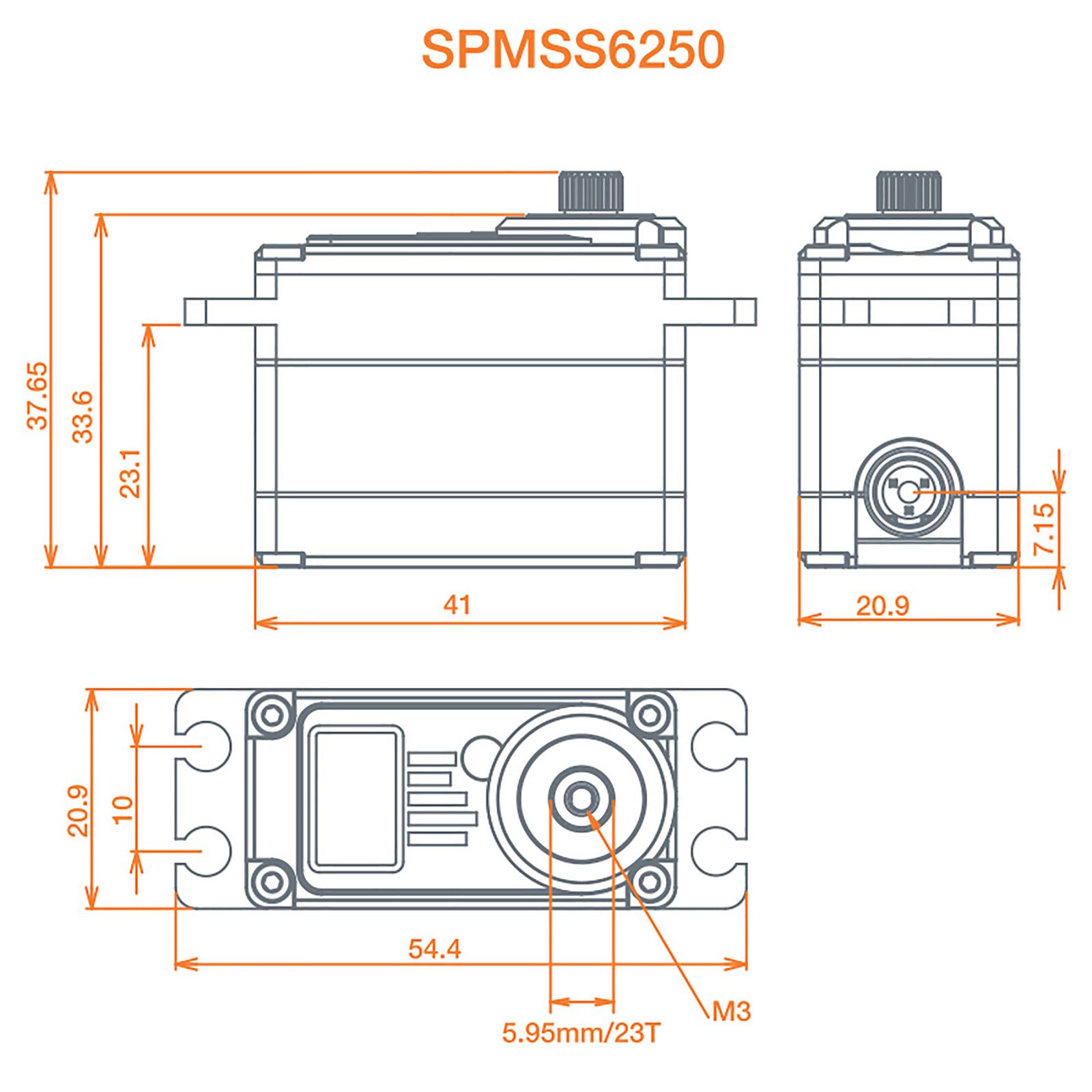 Spektrum S6250 Standard Digital HV High Torque Metal Gear Waterproof Surface Servo-SPMSS6250