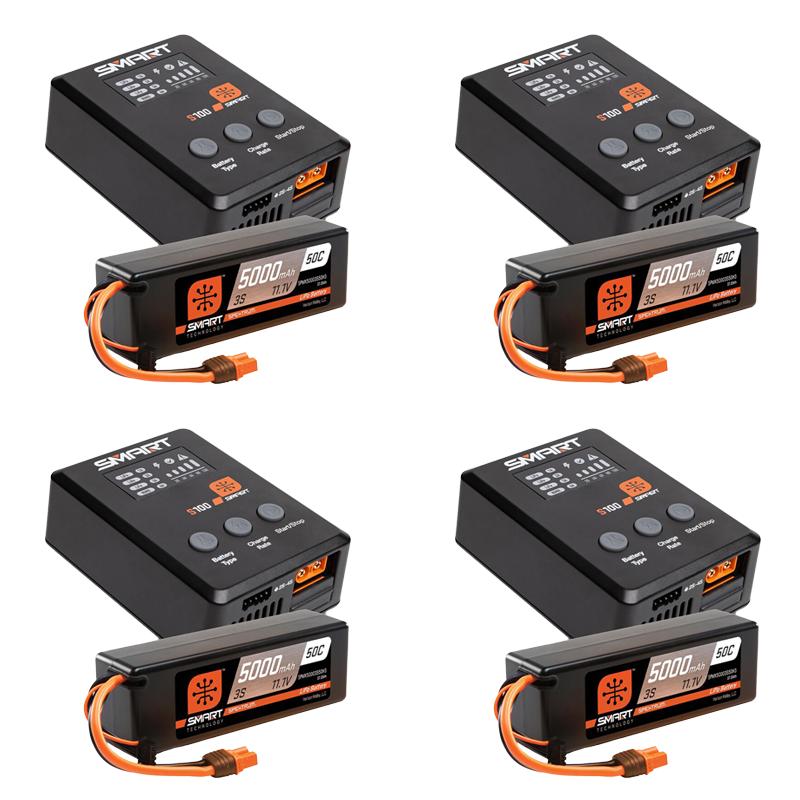 Spektrum Smart Powerstage Surface Bundle: 5000mAh 3S 50C LiPo Battery (IC3) / 100W S100 Charger-SPMX-1033