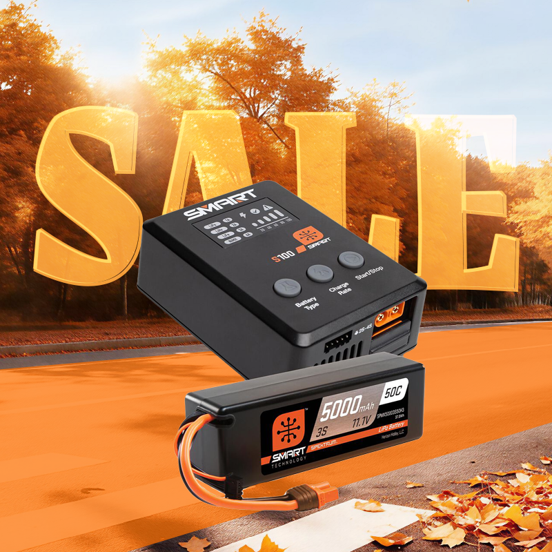 Spektrum Smart Powerstage Surface Bundle: 5000mAh 3S 50C LiPo Battery (IC3) / 100W S100 Charger-SPMX-1033