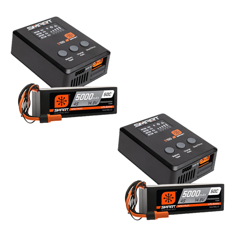 Spektrum Smart Powerstage Surface Bundle: 5000mAh 4S 50C LiPo Battery (IC5) / 100W S100 Charger-SPMX-1035