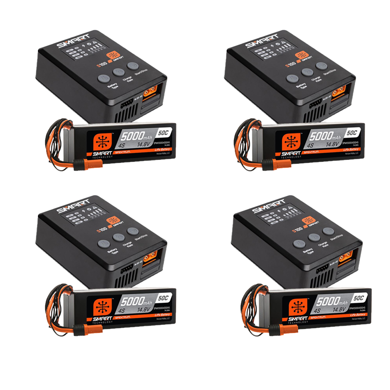 Spektrum Smart Powerstage Surface Bundle: 5000mAh 4S 50C LiPo Battery (IC5) / 100W S100 Charger-SPMX-1035