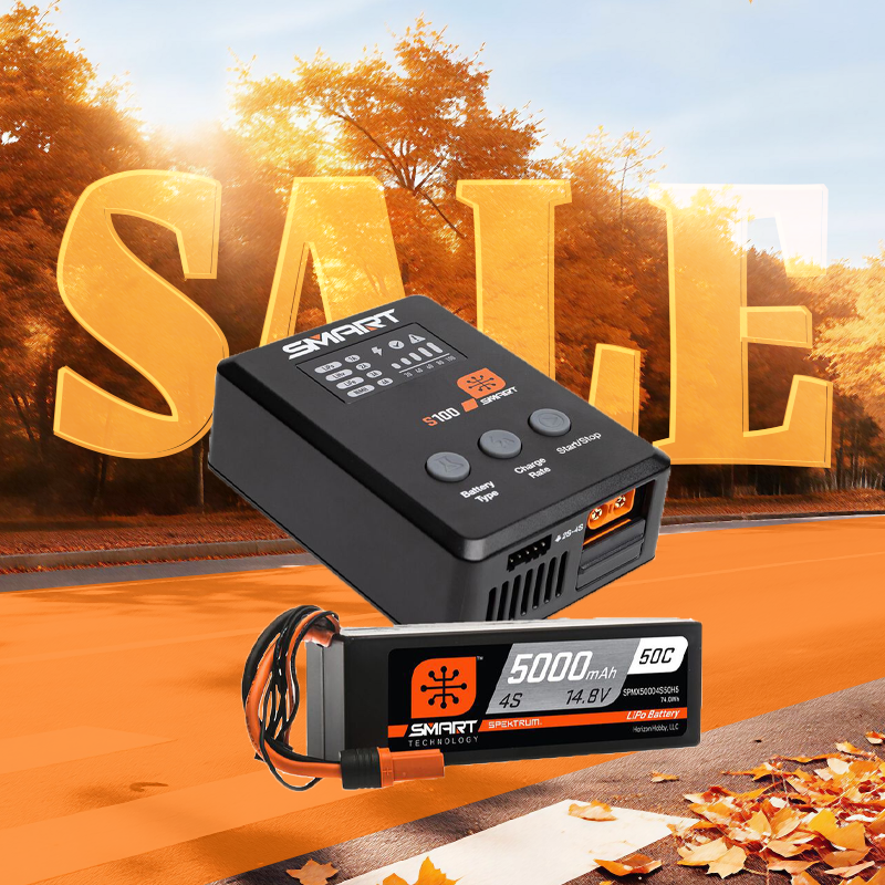 Spektrum Smart Powerstage Surface Bundle: 5000mAh 4S 50C LiPo Battery (IC5) / 100W S100 Charger-SPMX-1035