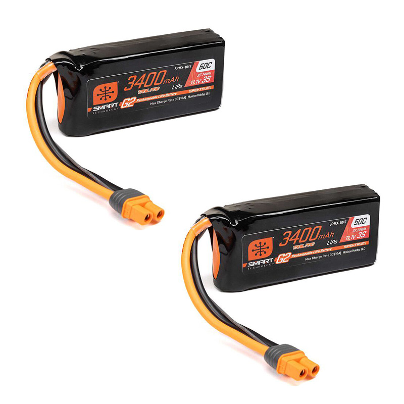 Spektrum 11.1V 3400mAh 3S 50C Smart G2 Trail Pro LiPo Battery: IC3-SPMX-1047