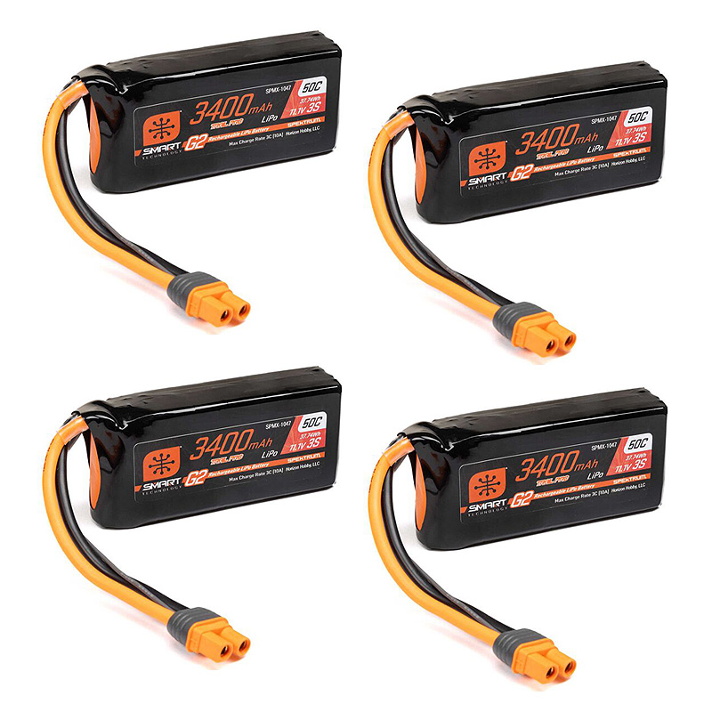 Spektrum 11.1V 3400mAh 3S 50C Smart G2 Trail Pro LiPo Battery: IC3-SPMX-1047