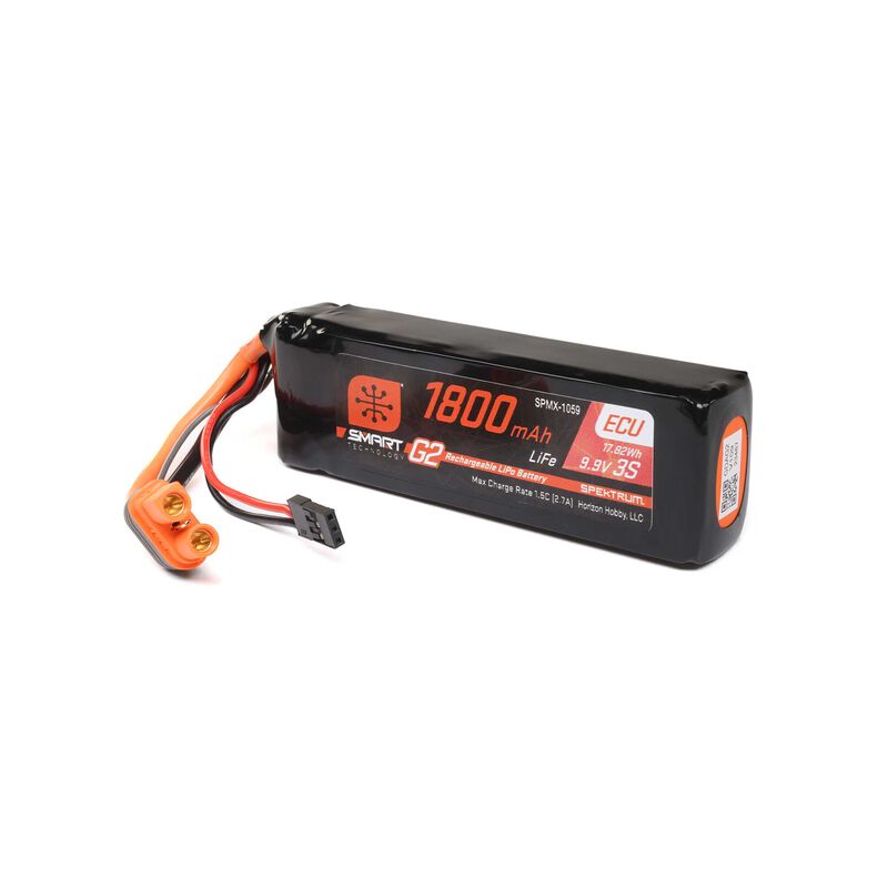 Spektrum 9.9V 1800mAh 3S 10C Smart G2 ECU LiFe Battery: IC3-SPMX-1059