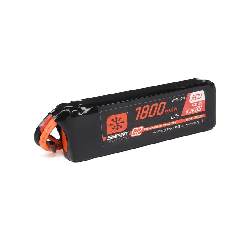 Spektrum 9.9V 1800mAh 3S 10C Smart G2 ECU LiFe Battery: IC3-SPMX-1059