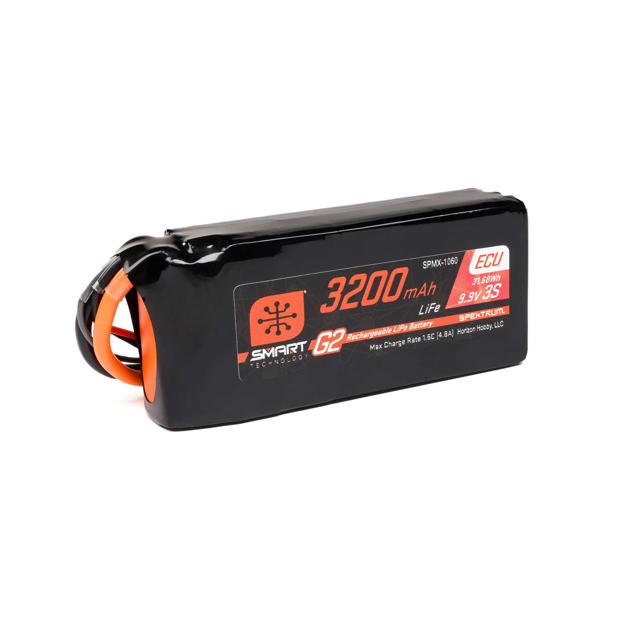 Spektrum Accessories 9.9V 3200mAh 3S 10C Smart G2 ECU LiFe Battery: IC3-SPMX-1060