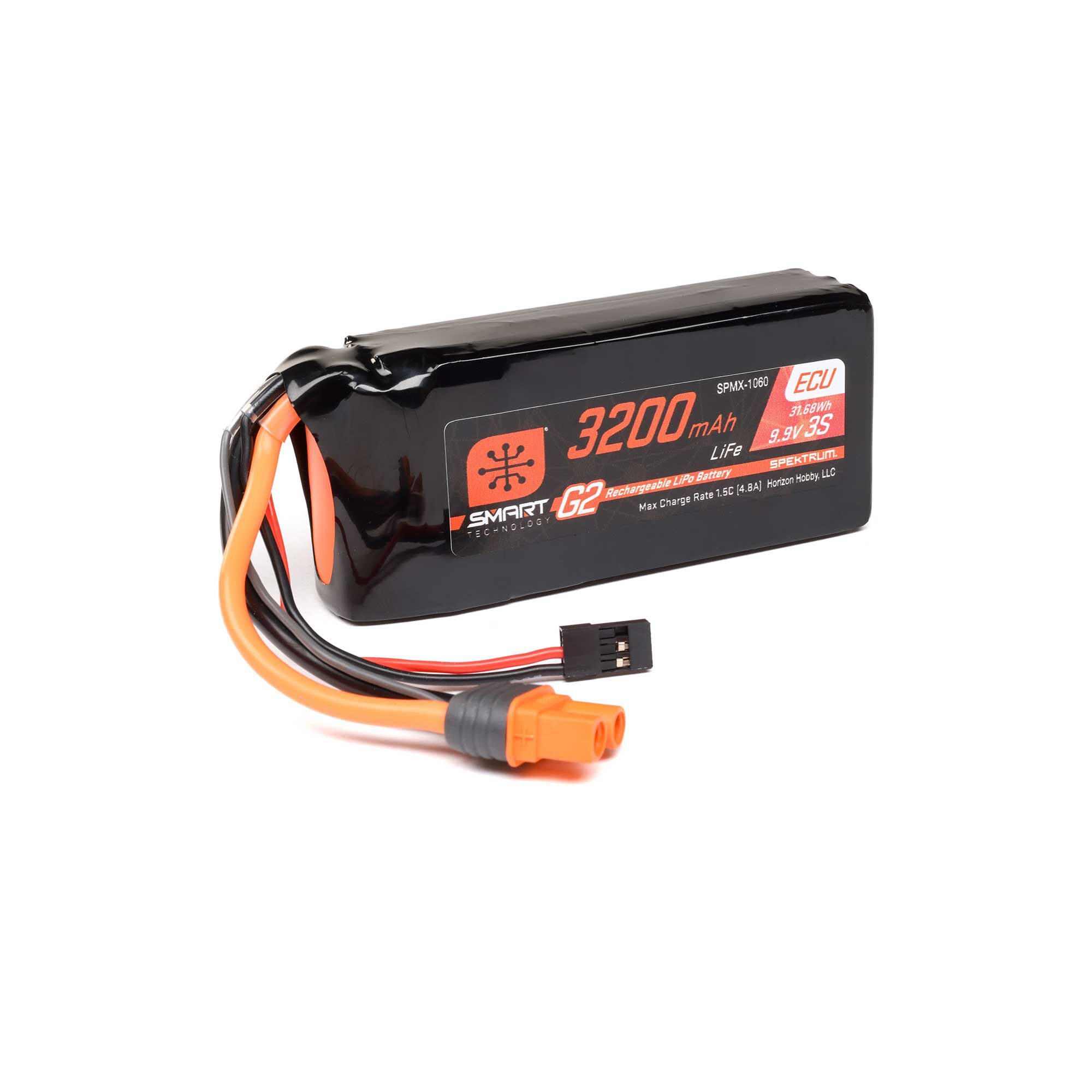 Spektrum Accessories 9.9V 3200mAh 3S 10C Smart G2 ECU LiFe Battery: IC3-SPMX-1060