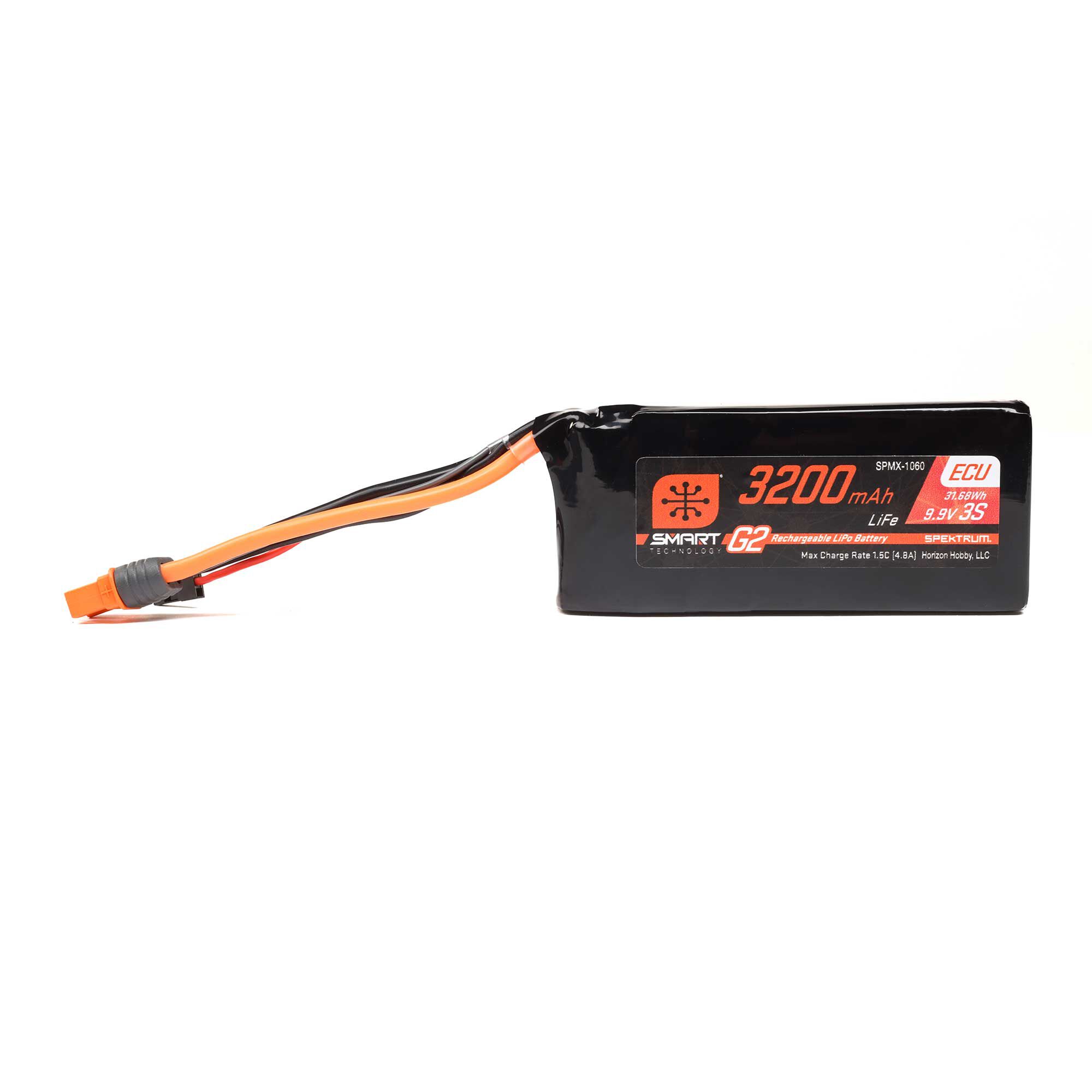 Spektrum Accessories 9.9V 3200mAh 3S 10C Smart G2 ECU LiFe Battery: IC3-SPMX-1060
