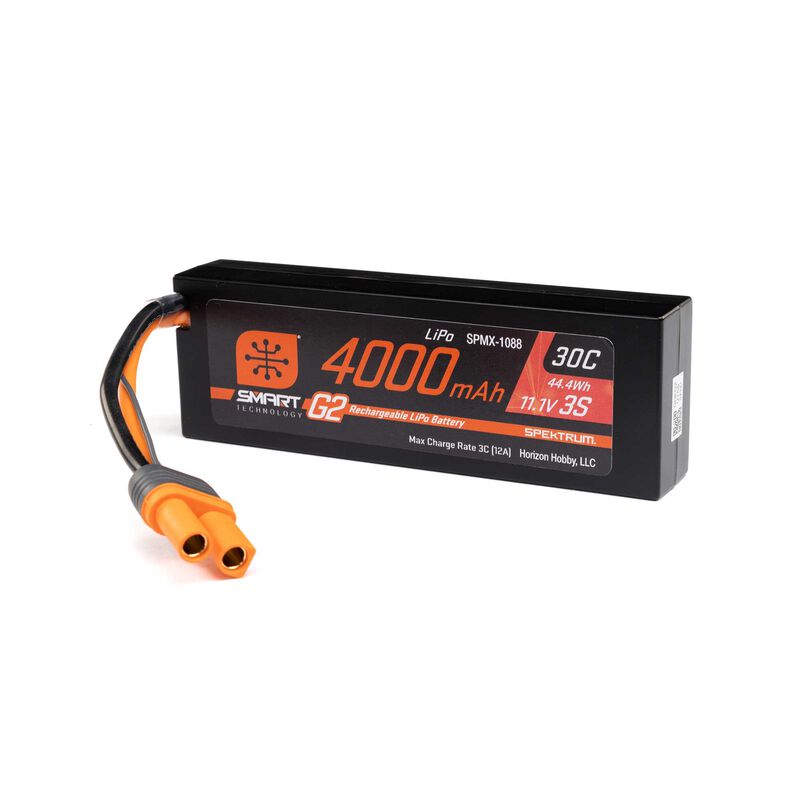 Spektrum 11.1V 4000mAh 3S 30C Smart G2 Hardcase LiPo Battery: IC5-SPMX-1088