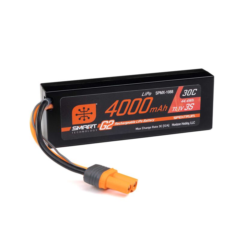 Spektrum 11.1V 4000mAh 3S 30C Smart G2 Hardcase LiPo Battery: IC5-SPMX-1088