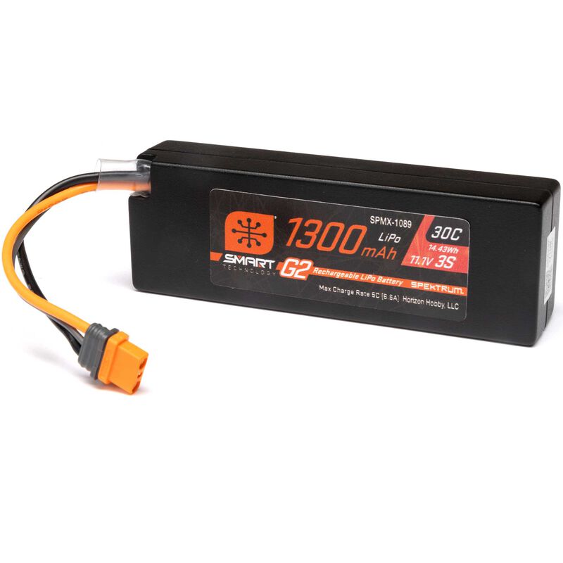 Spektrum 11.1V 1300mAh 3S 30C Smart G2 LiPo Battery: IC2-SPMX-1089