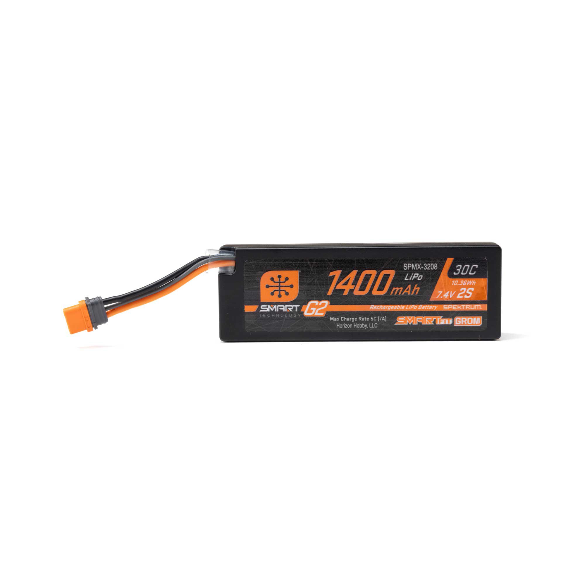 Spektrum Accessories 7.4V 1400mAh 2S 30C Smart G2 LiPo Battery: IC2 SmartFit Case-SPMX-3208