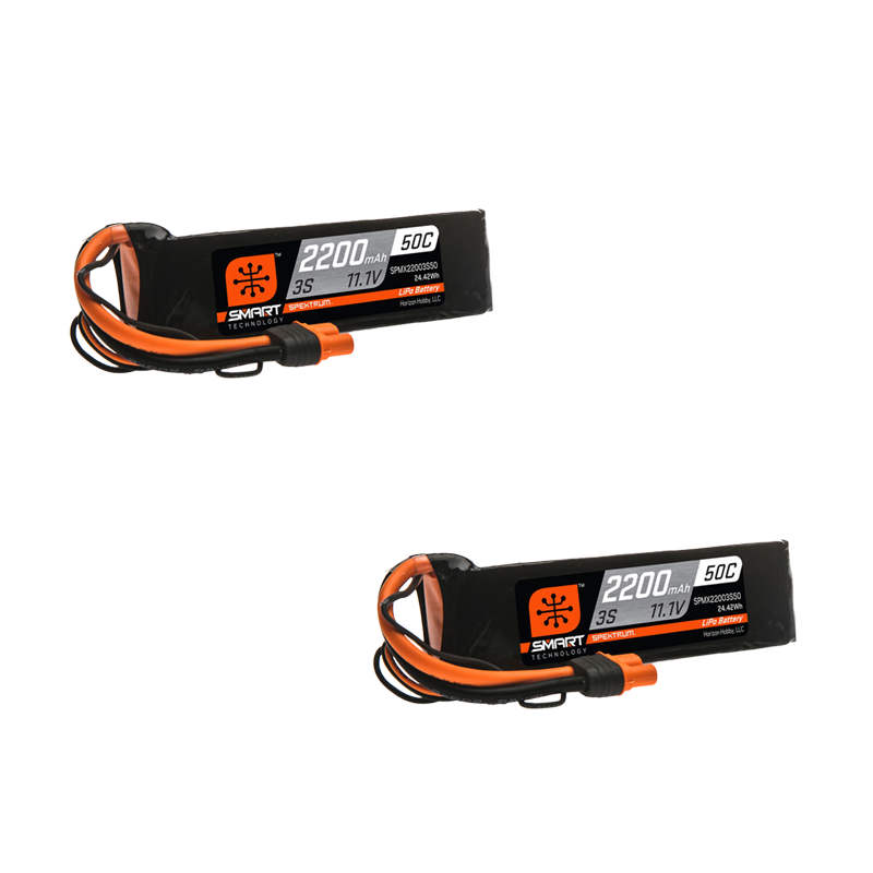 Spektrum 2200mAh 3S 11.1V 50C Smart LiPo Battery; IC3-SPMX22003S50
