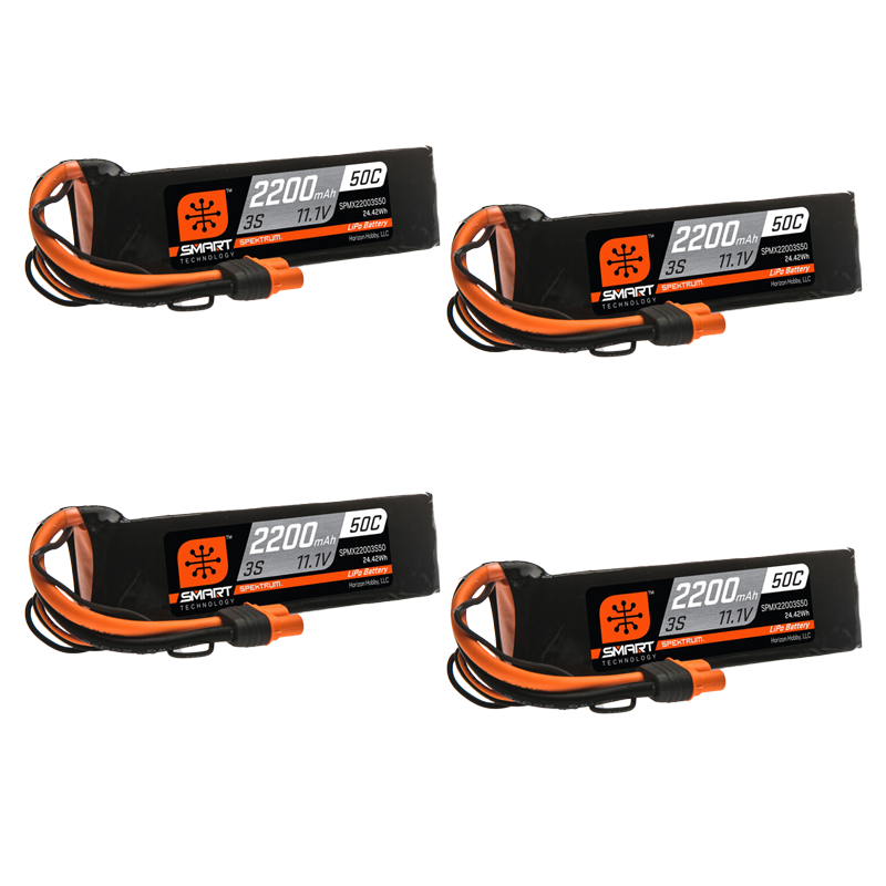 Spektrum 2200mAh 3S 11.1V 50C Smart LiPo Battery; IC3-SPMX22003S50