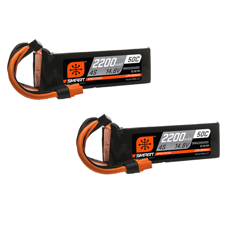 Spektrum 2200mAh 4S 14.8V 50C Smart LiPo Battery; IC3-SPMX22004S50