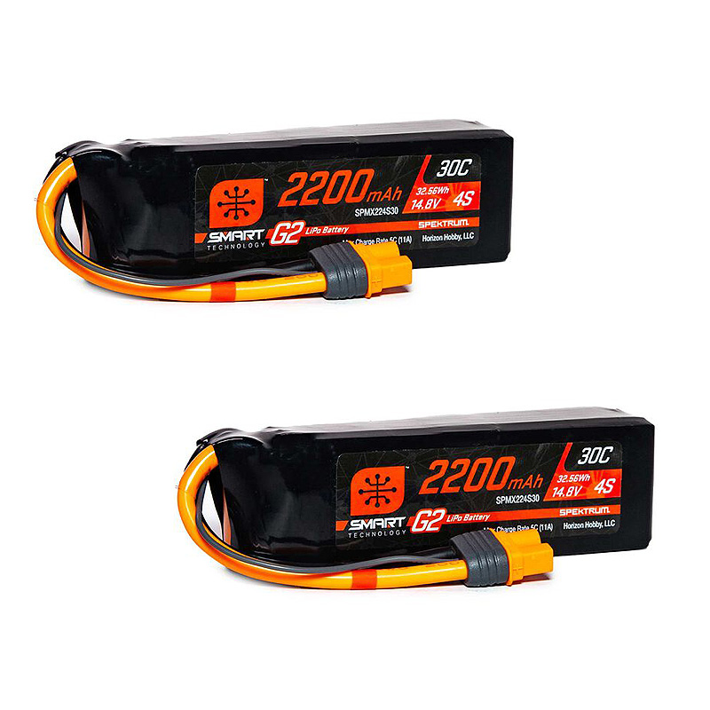 Spektrum 2200mAh 4S 14.8V Battery Smart G2 LiPo 30C; IC3-SPMX224S30
