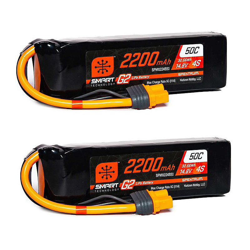 Spektrum 2200mAh 4S 14.8V Smart G2 LiPo 50C; IC3-SPMX224S50
