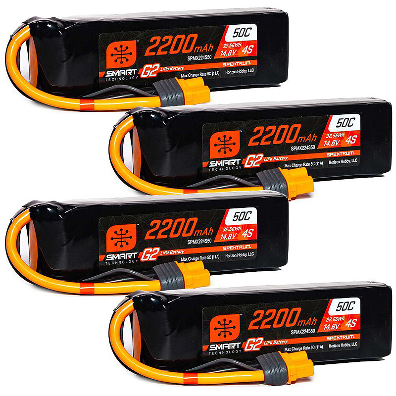Spektrum 2200mAh 4S 14.8V Smart G2 LiPo 50C; IC3-SPMX224S50