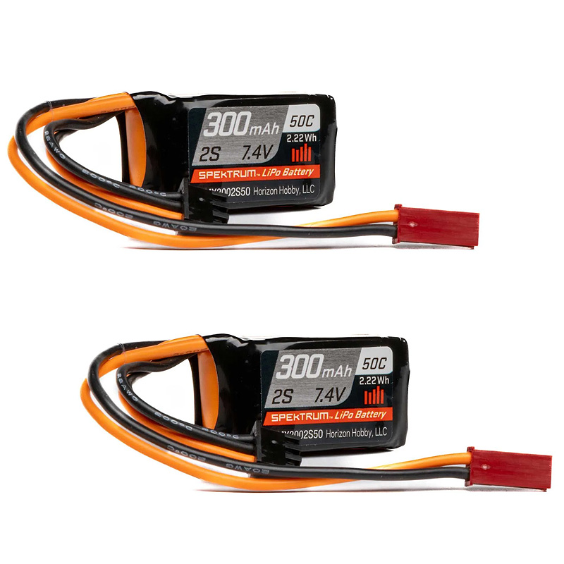 Spektrum 300mAh 2S 7.4V 50C LiPo JST-RCY Connector-SPMX3002S50
