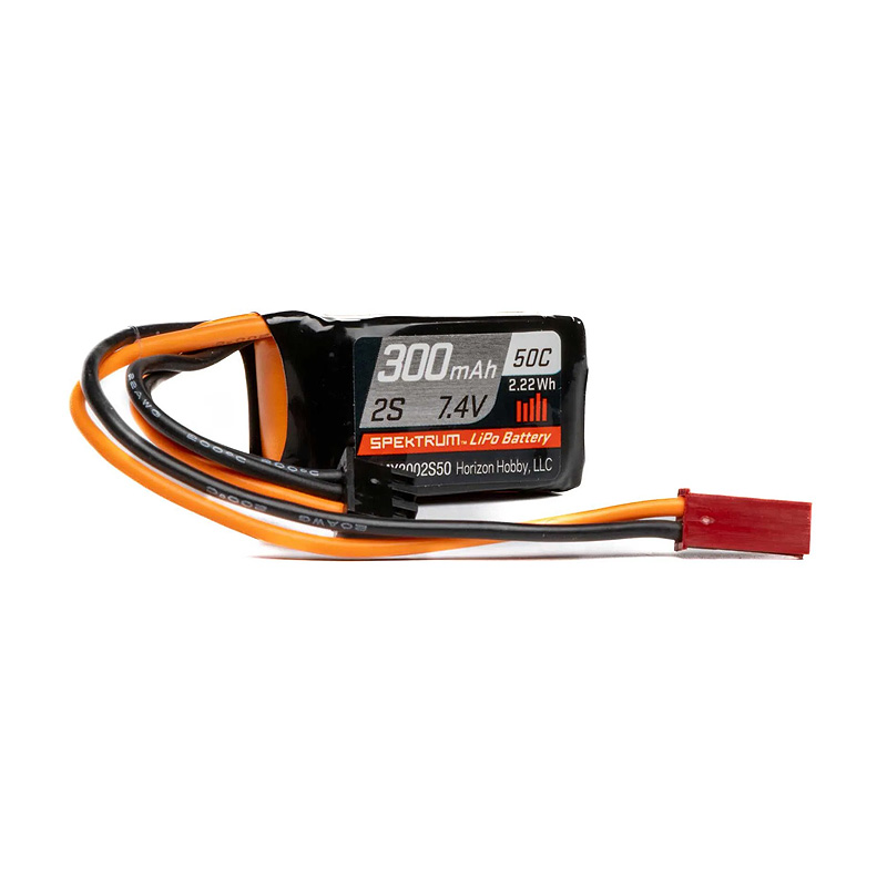 Spektrum 300mAh 2S 7.4V 50C LiPo JST-RCY Connector-SPMX3002S50