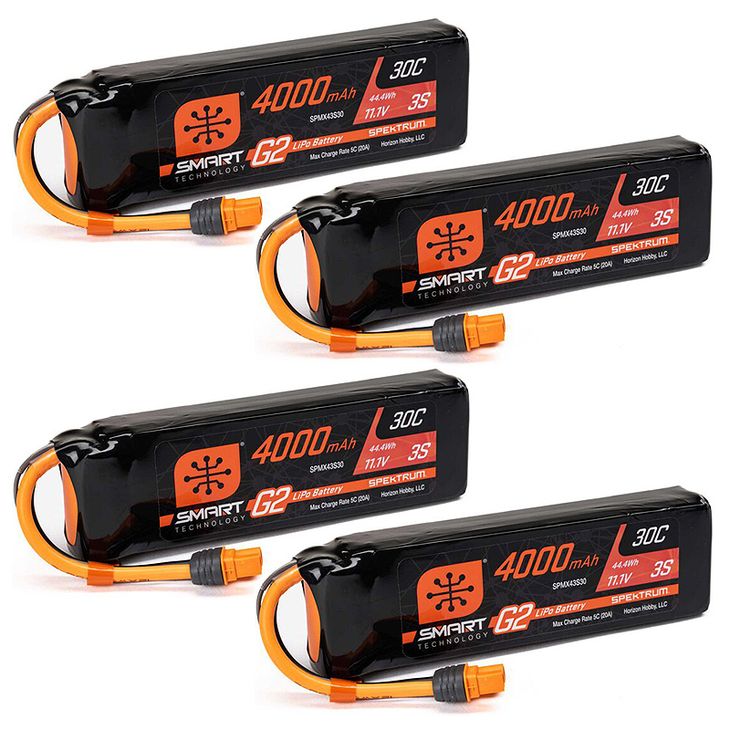 Spektrum 4000mAh 3S 11.1V Smart G2 LiPo Battery 30C IC3-SPMX43S30