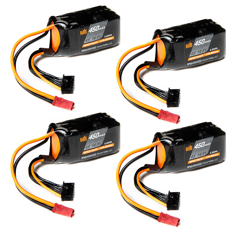Spektrum 4S 450mAh 14.8V 50C LiPo Battery; JST-RCY-SPMX4504S50